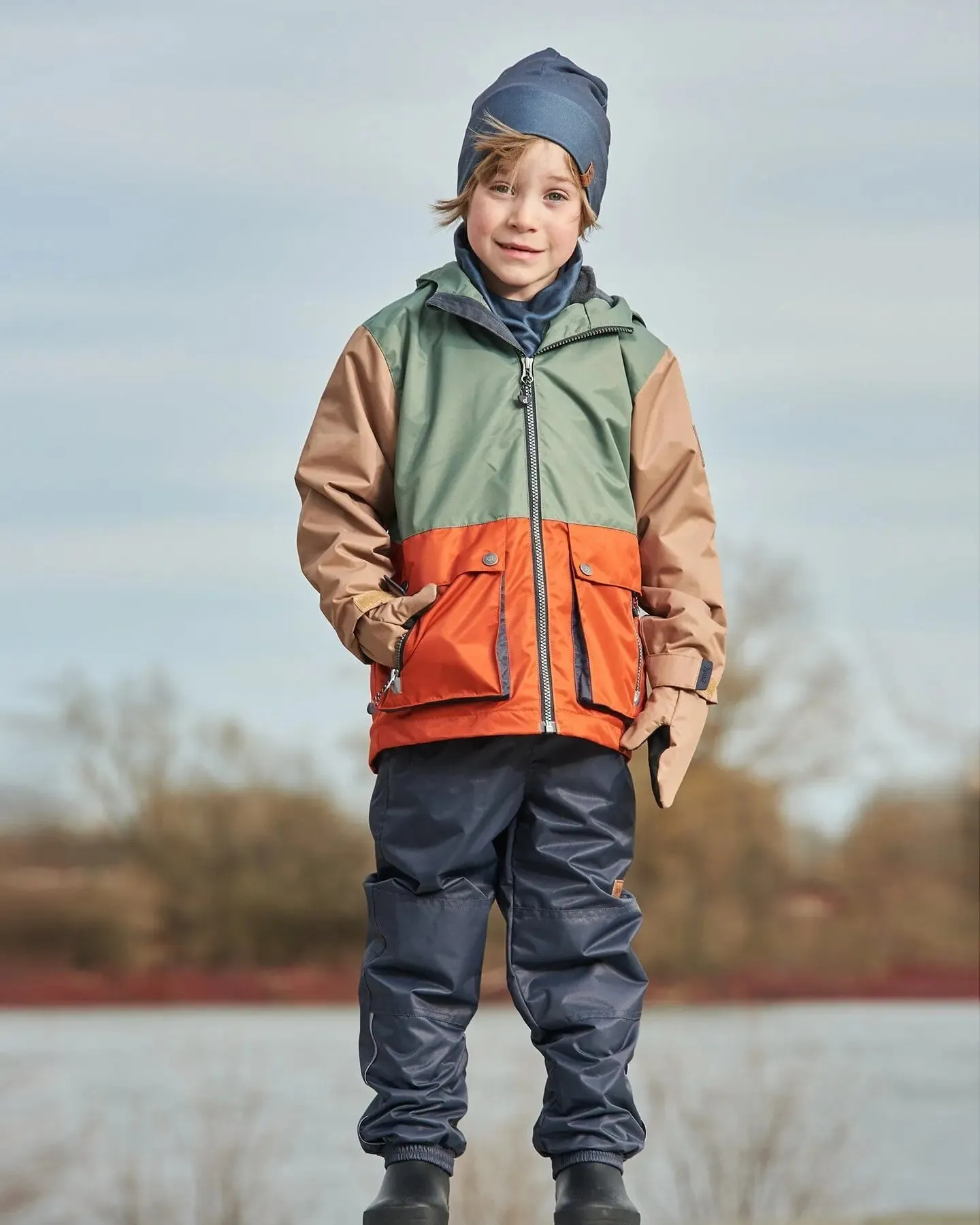 3-In-1 Mid-Season Outerwear Set Gray, Beige, Orange, And Sage