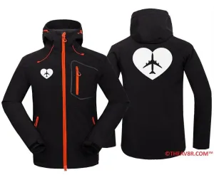 AIRPLANE LOVE WATERPROOF WINDPROOF SOFTSHELL HOODED JACKET
