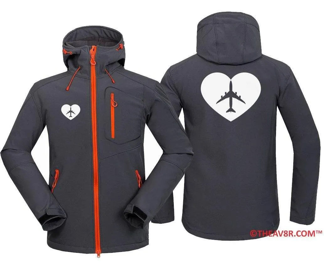 AIRPLANE LOVE WATERPROOF WINDPROOF SOFTSHELL HOODED JACKET