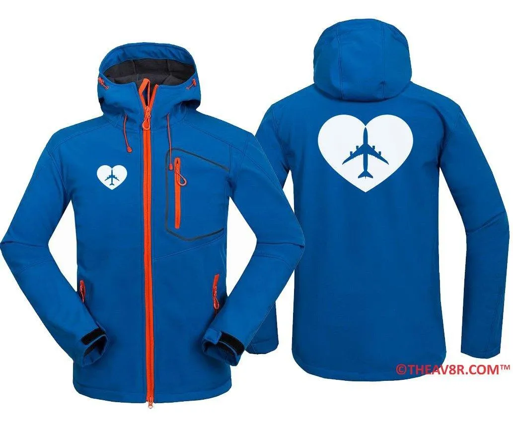 AIRPLANE LOVE WATERPROOF WINDPROOF SOFTSHELL HOODED JACKET