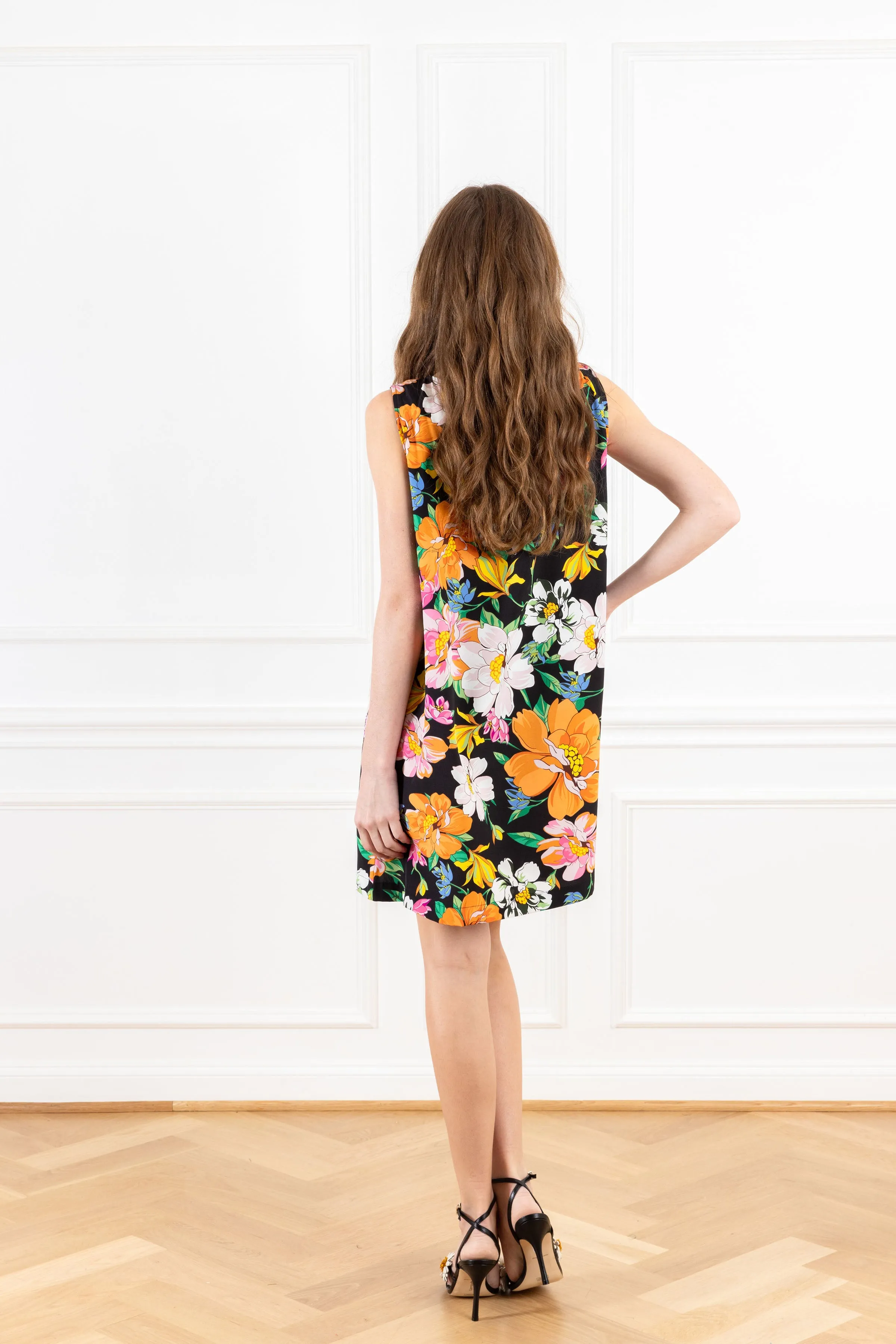 Apricot Garden Satin Mini A-Line Dress