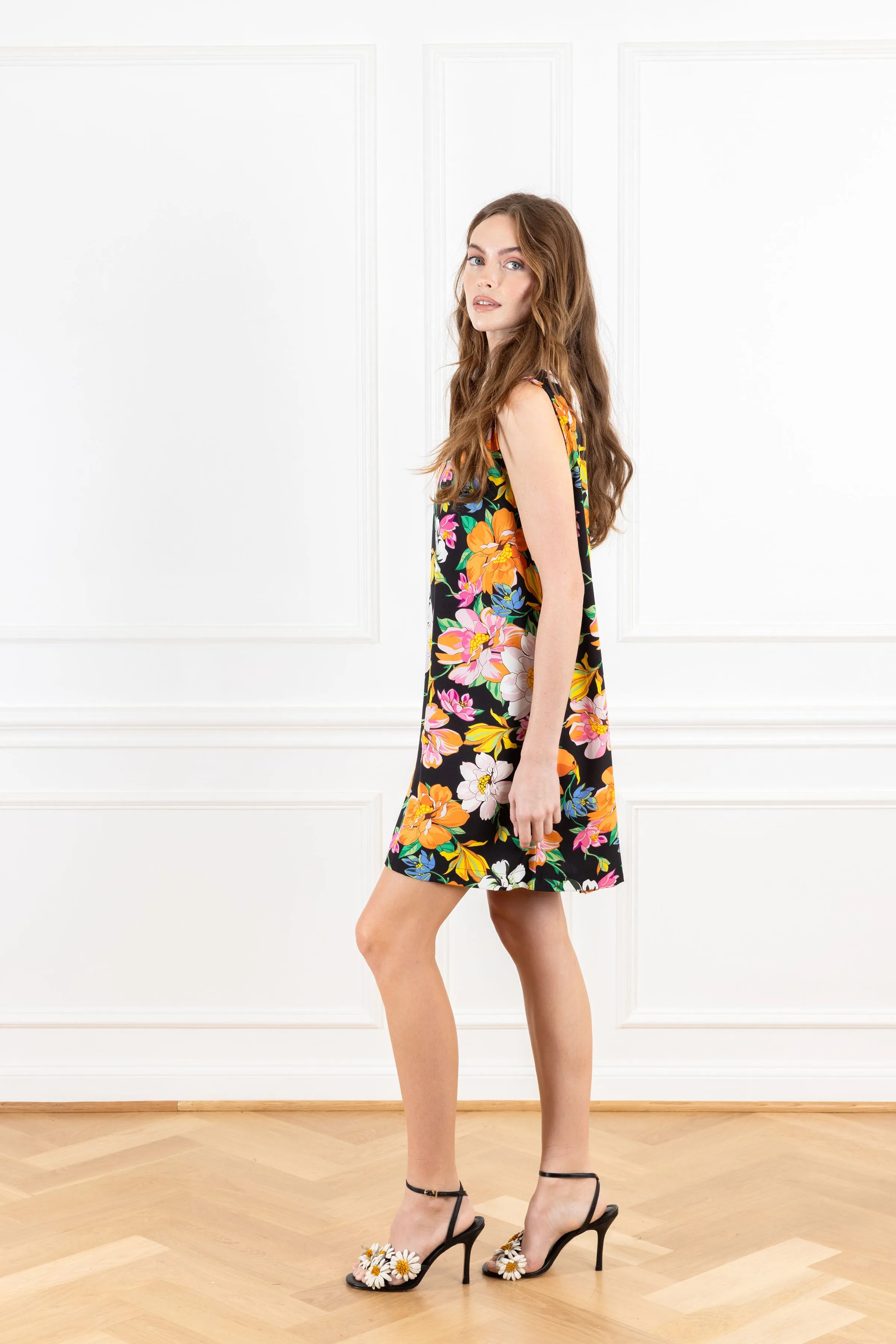 Apricot Garden Satin Mini A-Line Dress