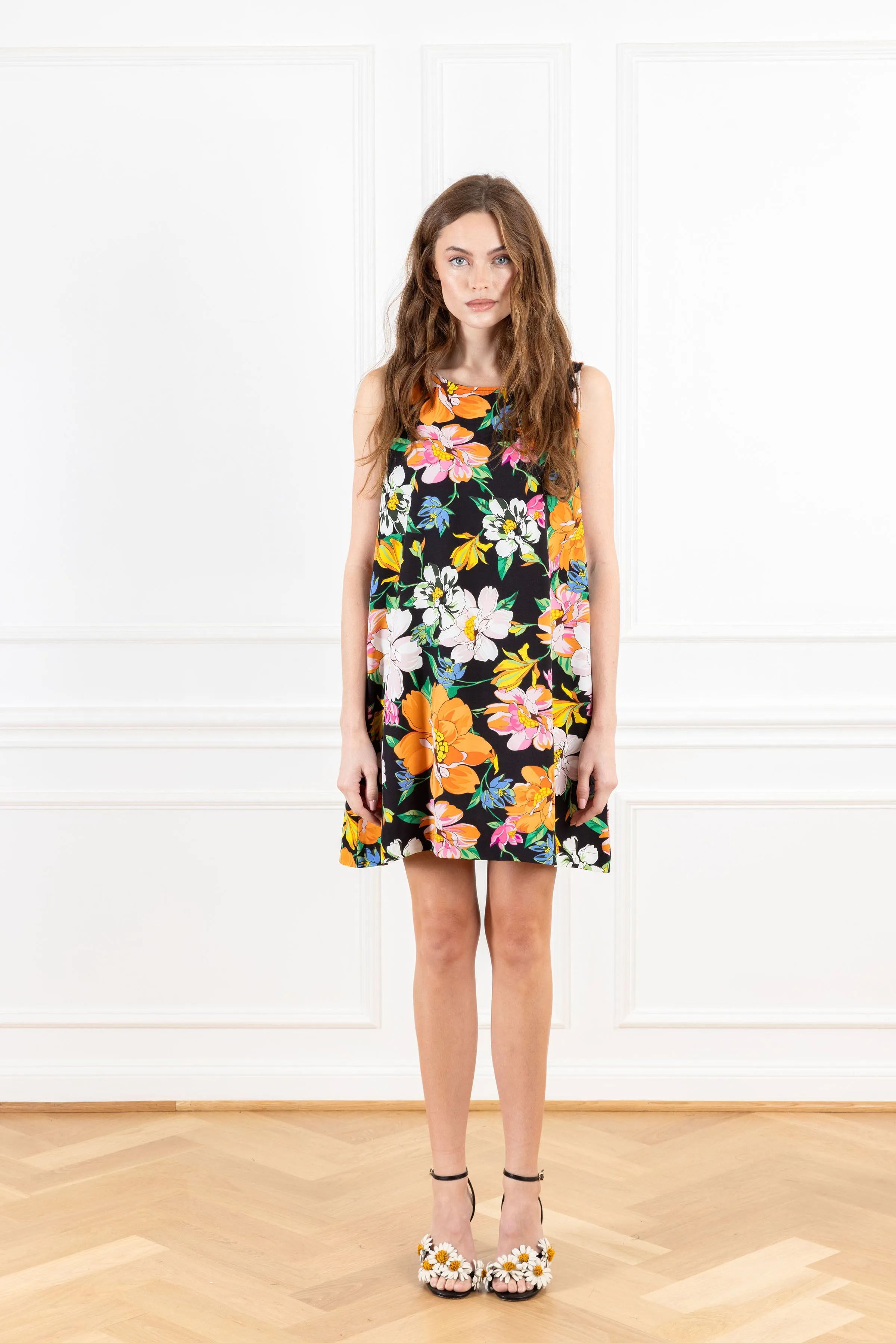 Apricot Garden Satin Mini A-Line Dress