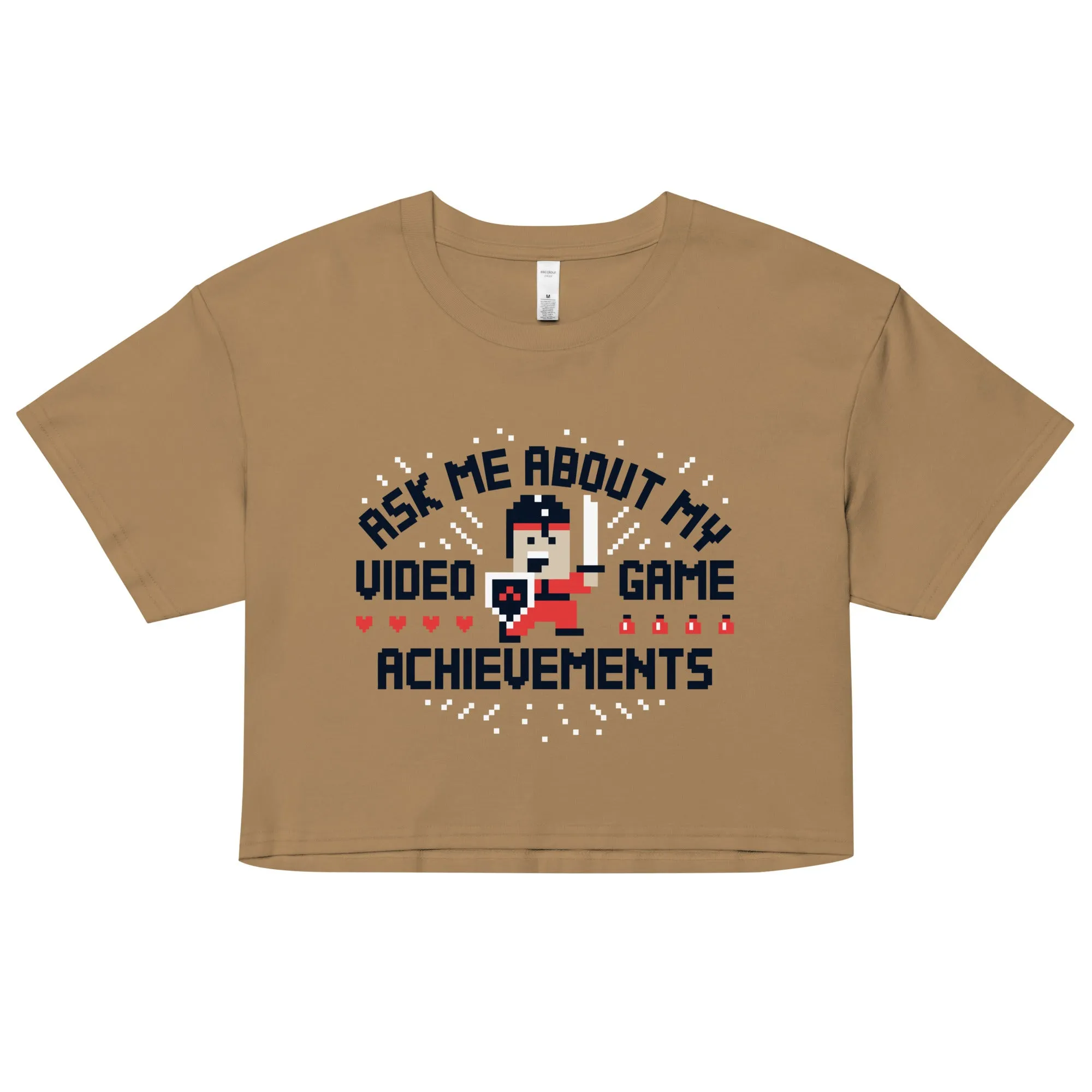 Ask Me About My Video Game Achievements Women's Crop Tee