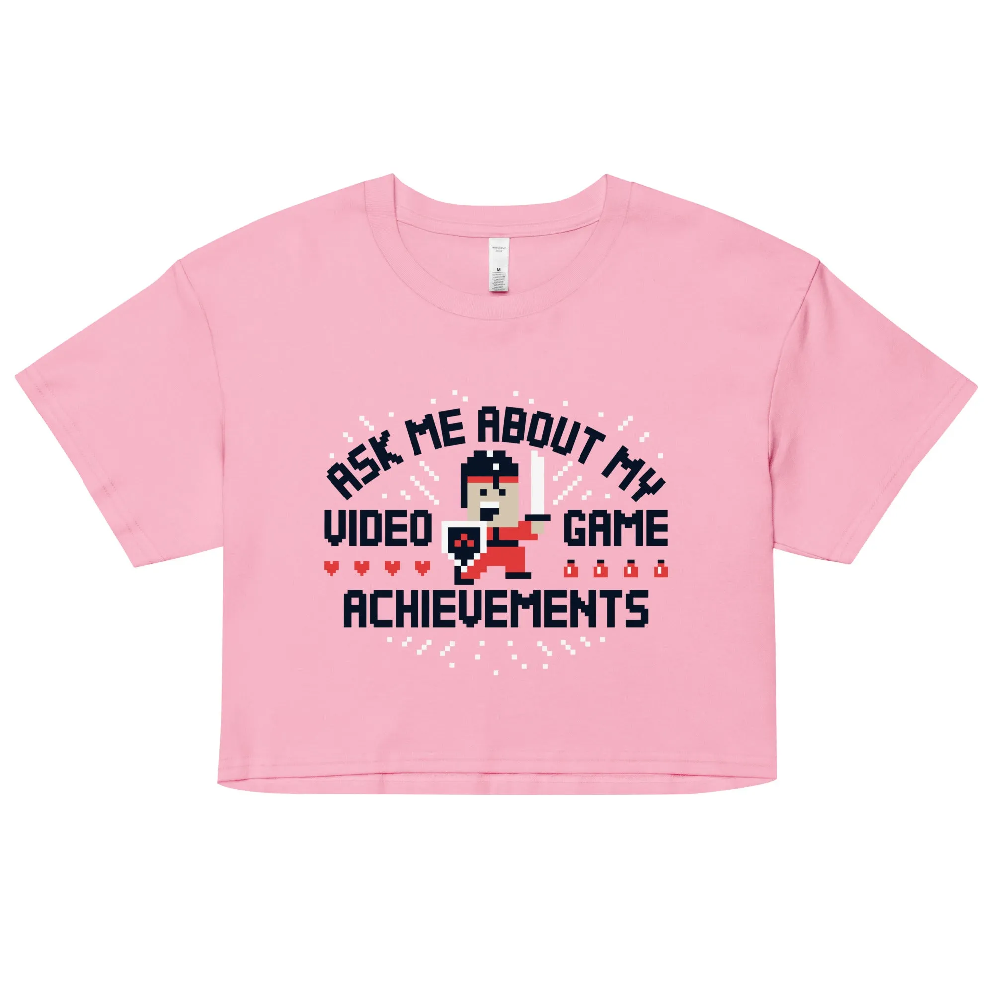 Ask Me About My Video Game Achievements Women's Crop Tee