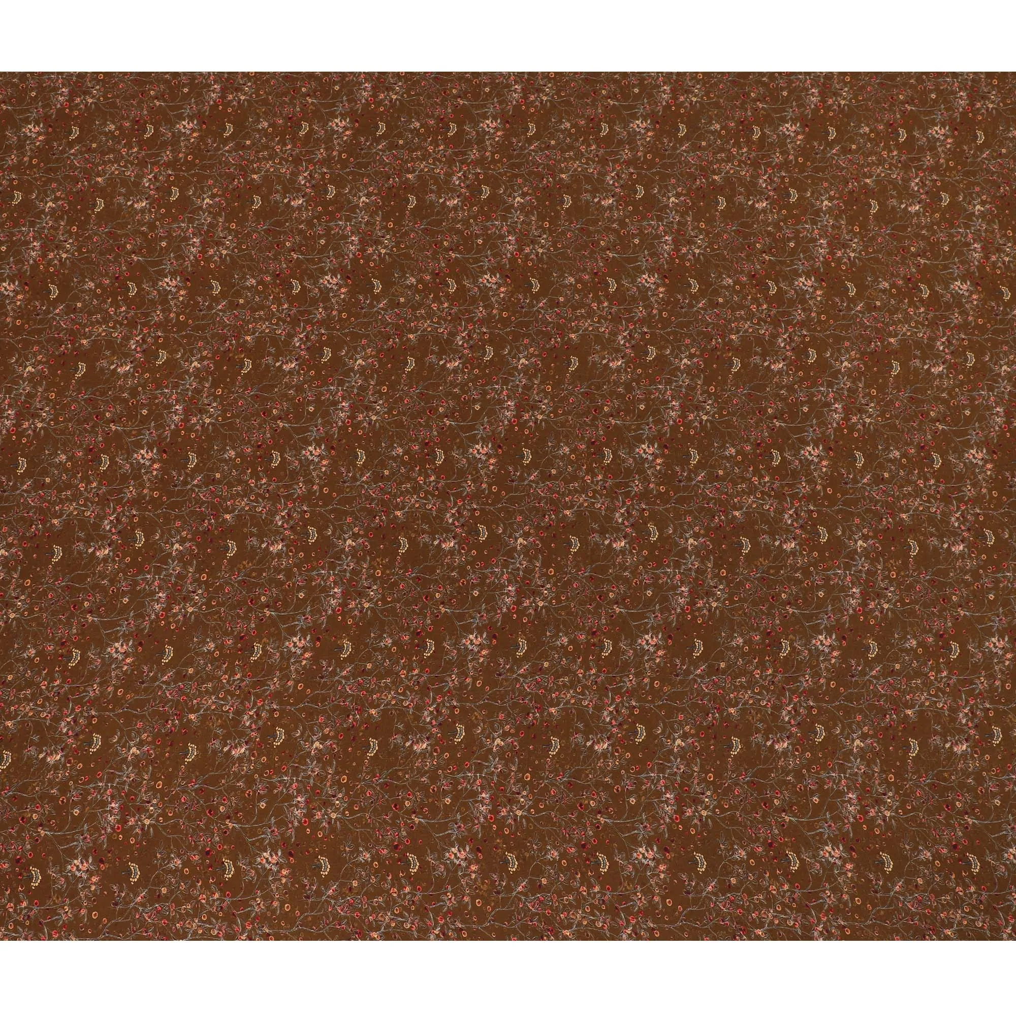 Autumn Spice Synthetic Crepe Fabric with Delicate Floral Print, 110 cm Wide-D19137