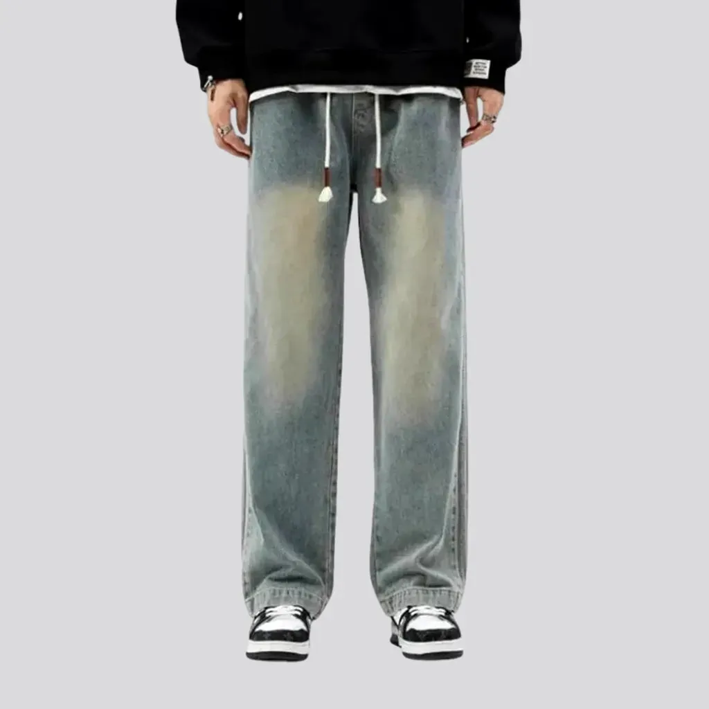 Baggy leg stylish denim joggers for men