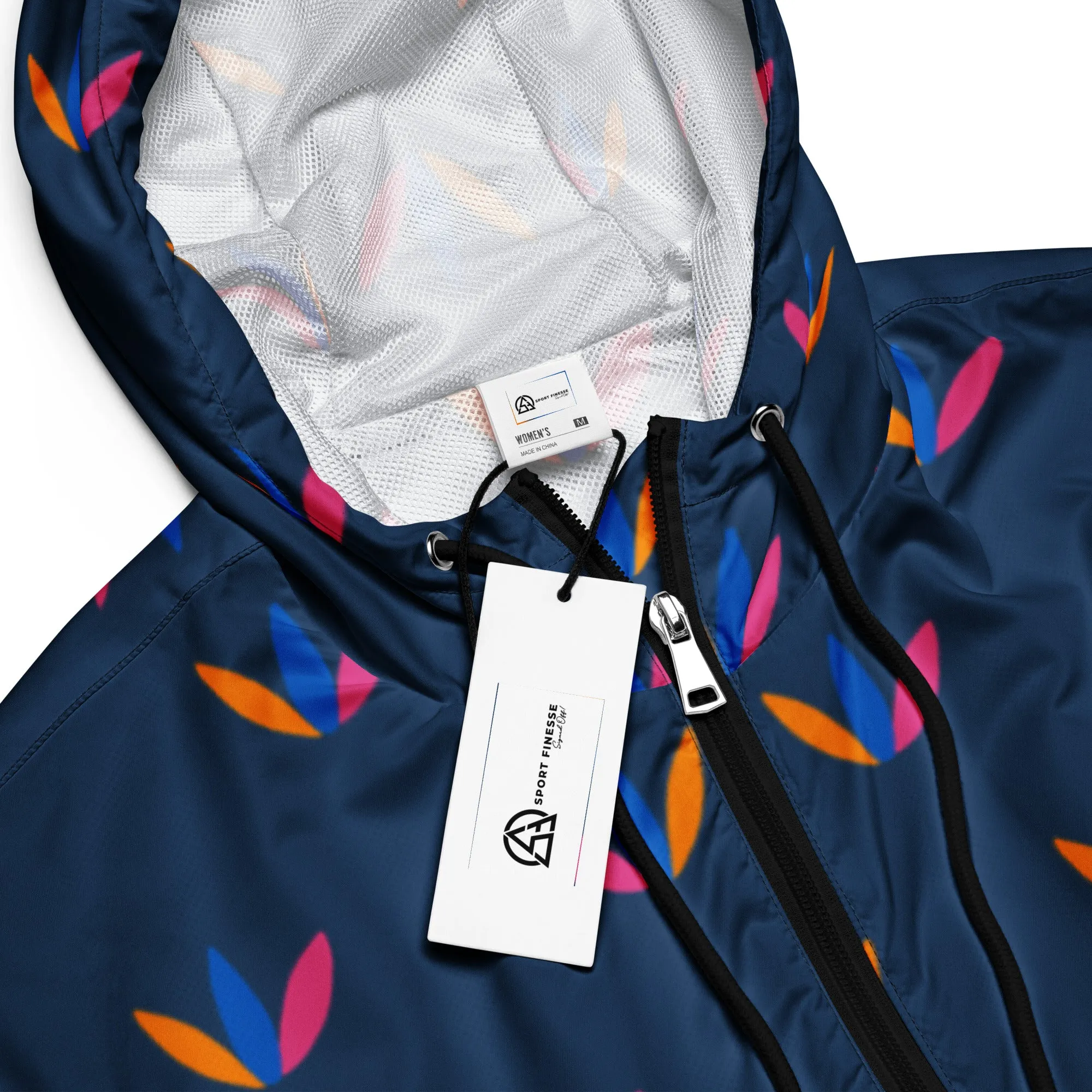 Blue Bud Folk Flower cropped Waterproof Jacket