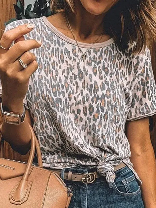 Brown and Gray Leopard Print Shirt