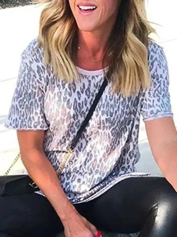 Brown and Gray Leopard Print Shirt