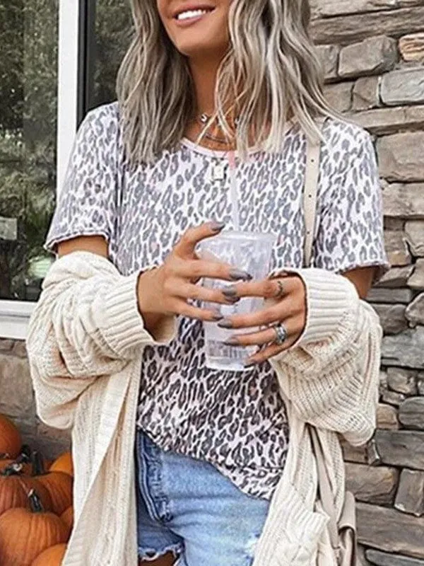 Brown and Gray Leopard Print Shirt
