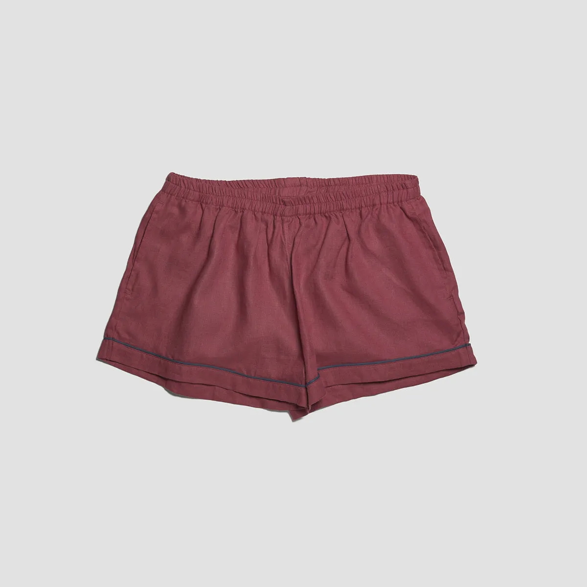 Cherry Linen Pyjama Shorts Set