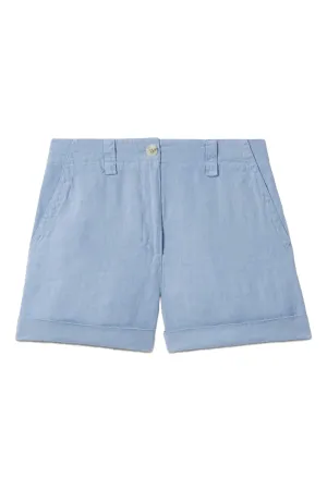 Dusty Blue Demi Linen Garment Dyed Shorts