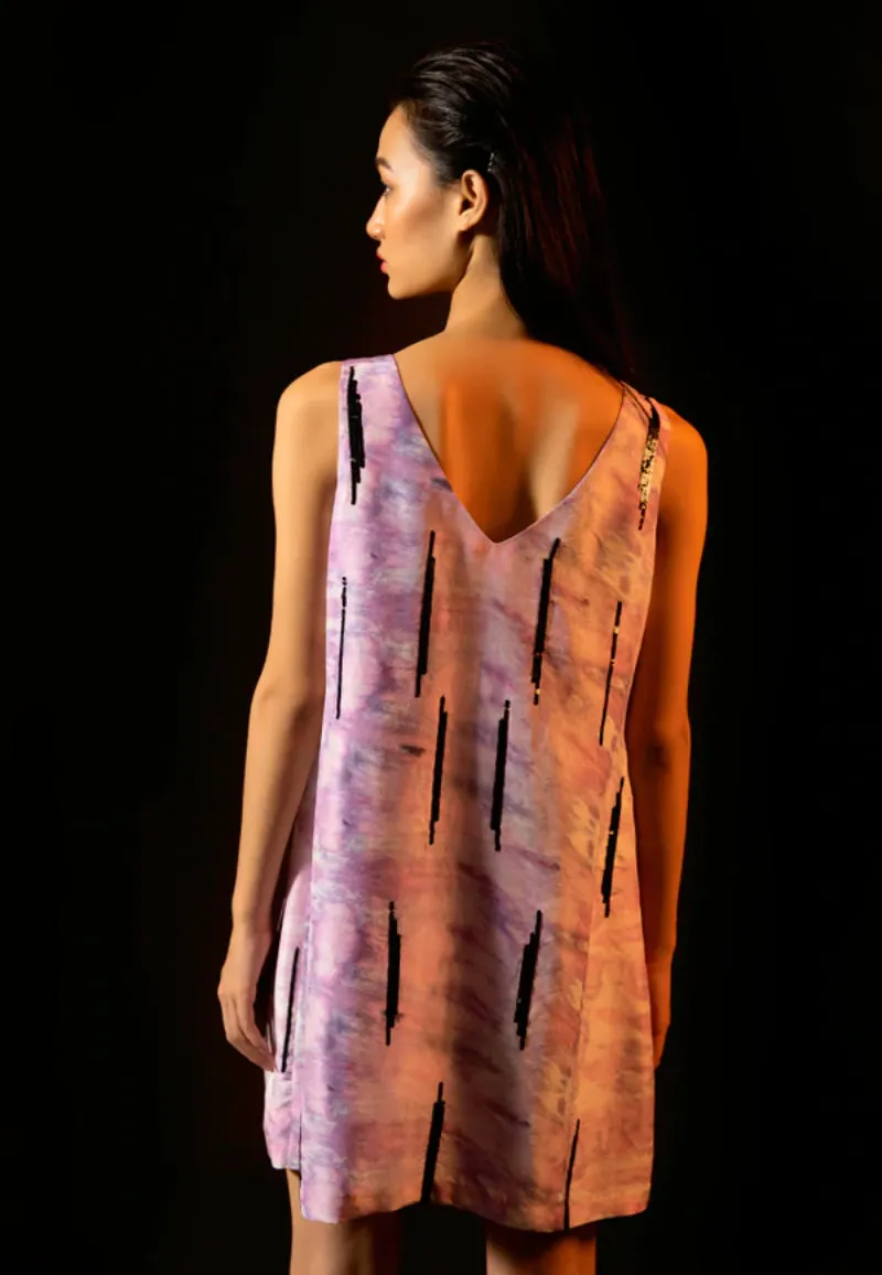 Embellished A-line dress in purple
