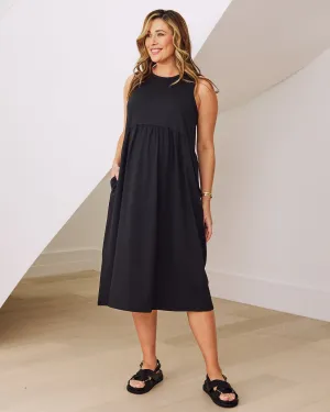 Faye Maternity Cotton Dress In Black