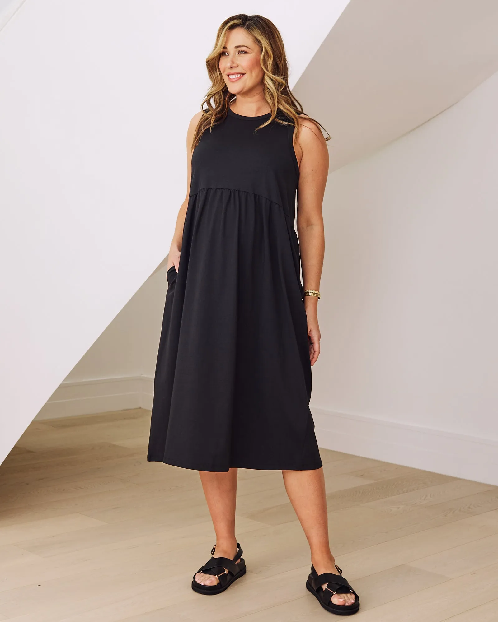 Faye Maternity Cotton Dress In Black