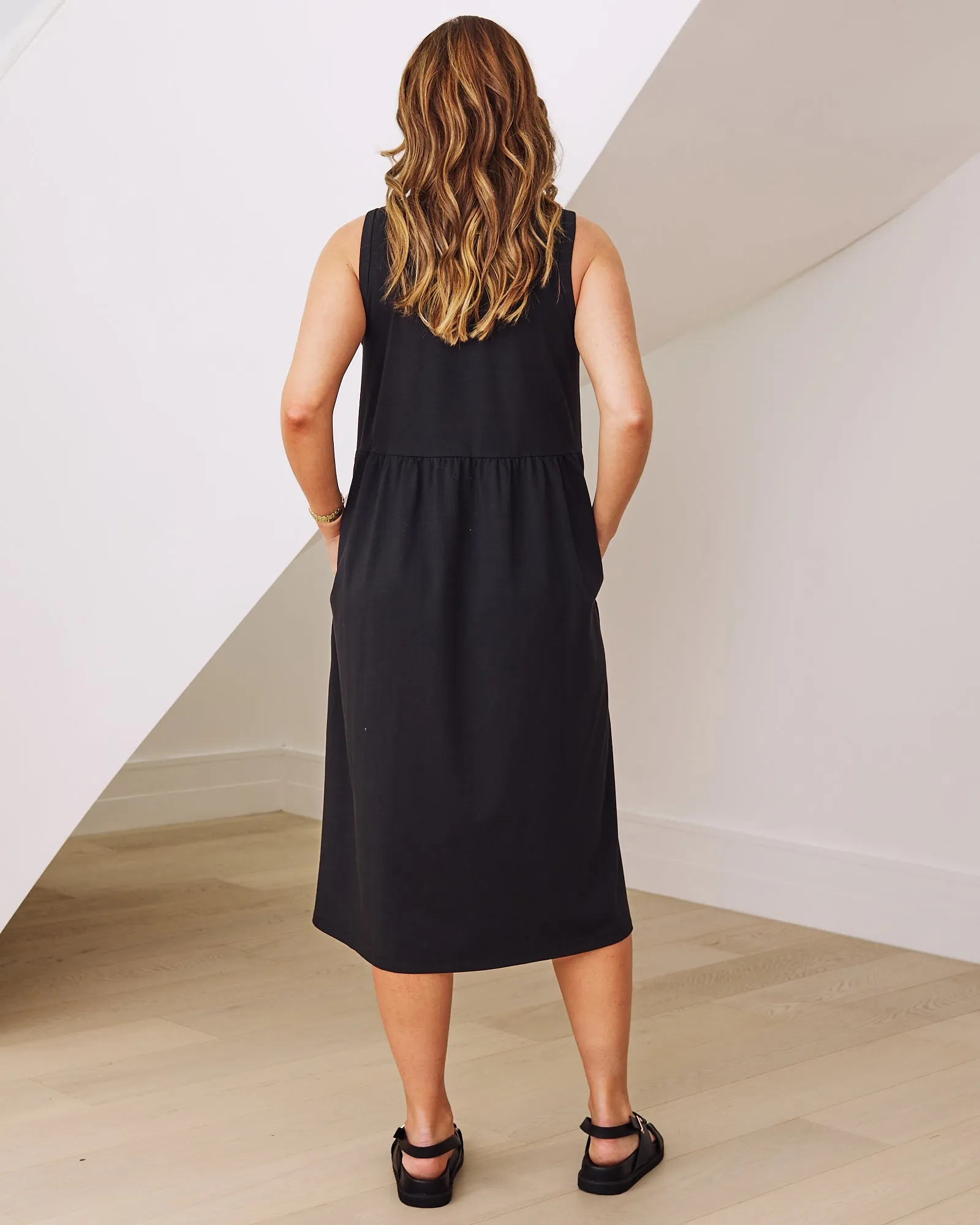 Faye Maternity Cotton Dress In Black
