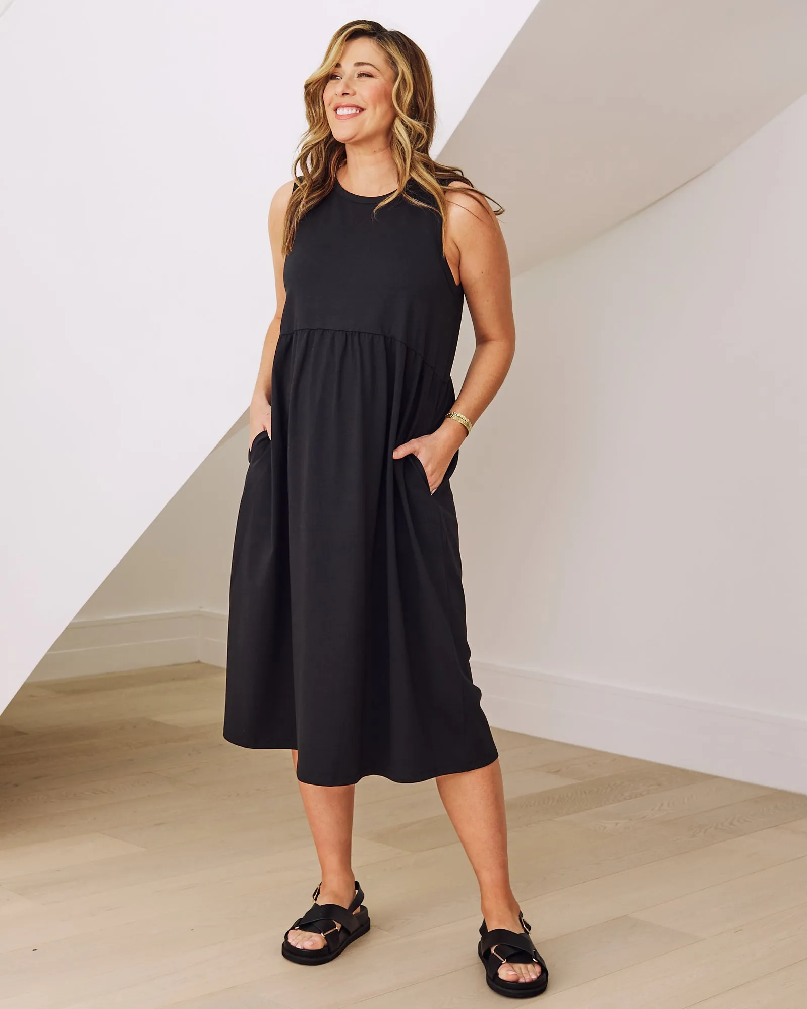 Faye Maternity Cotton Dress In Black