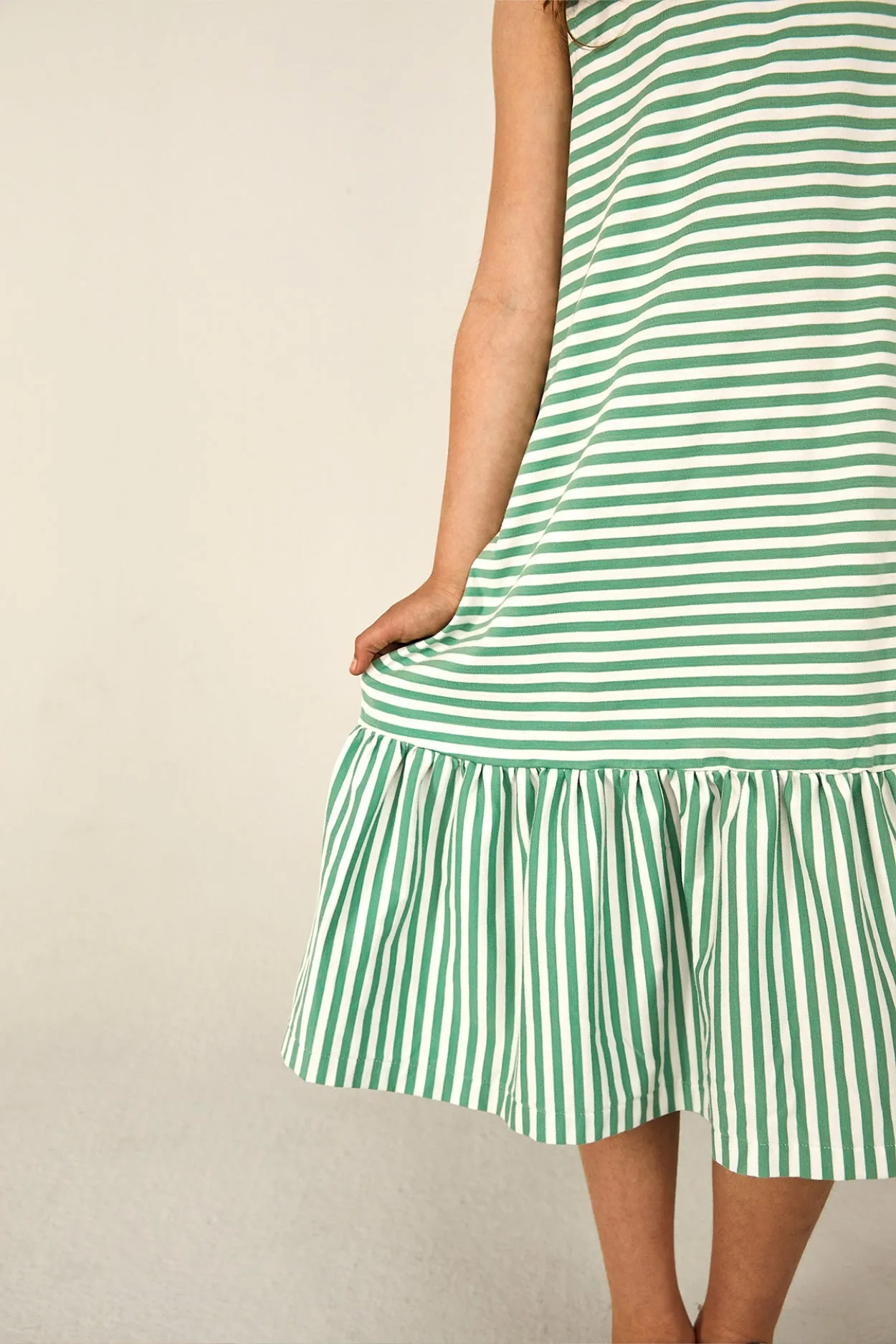Frill Dress | Bright Green - Off White