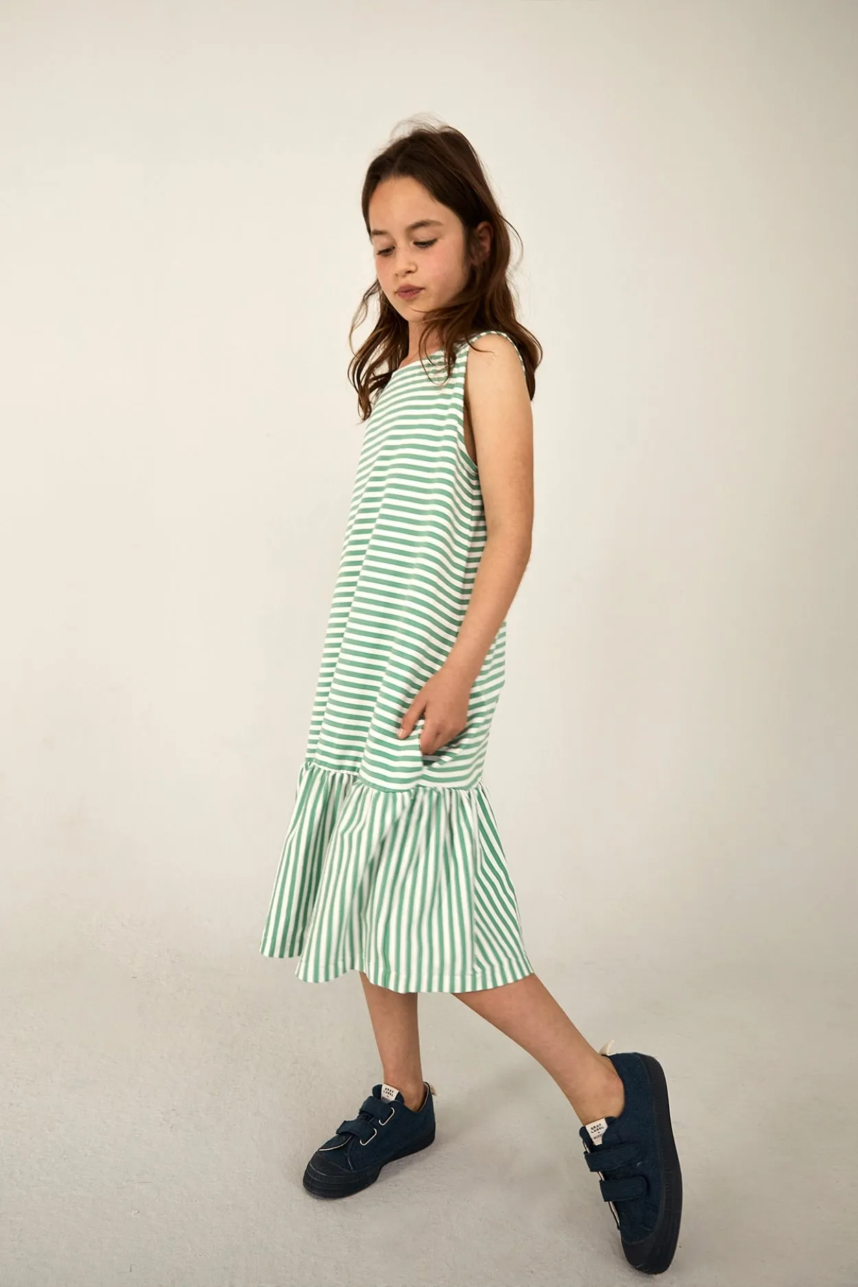 Frill Dress | Bright Green - Off White
