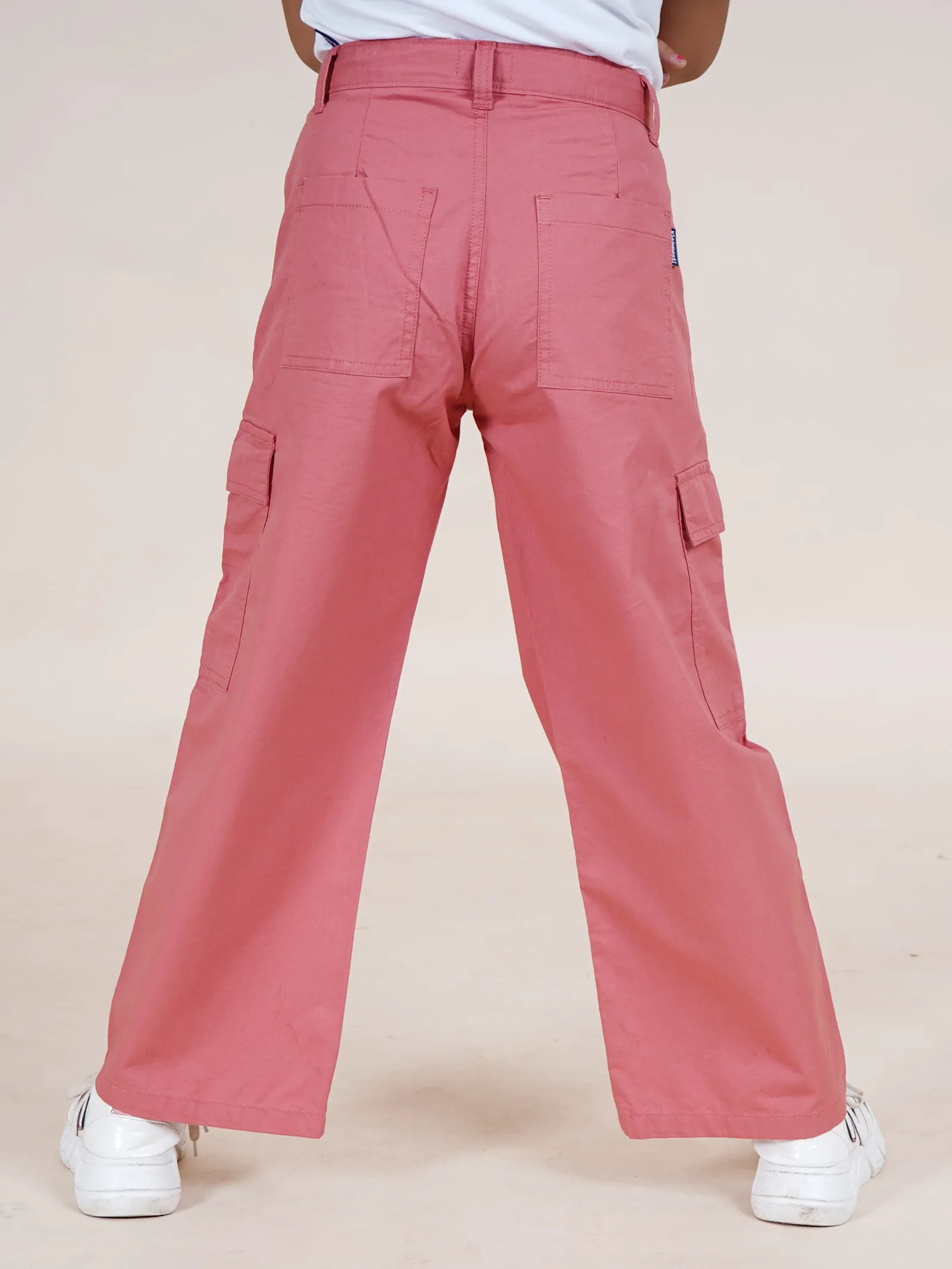 Girls Cotton Full Length Straight Fit Cargo Pant