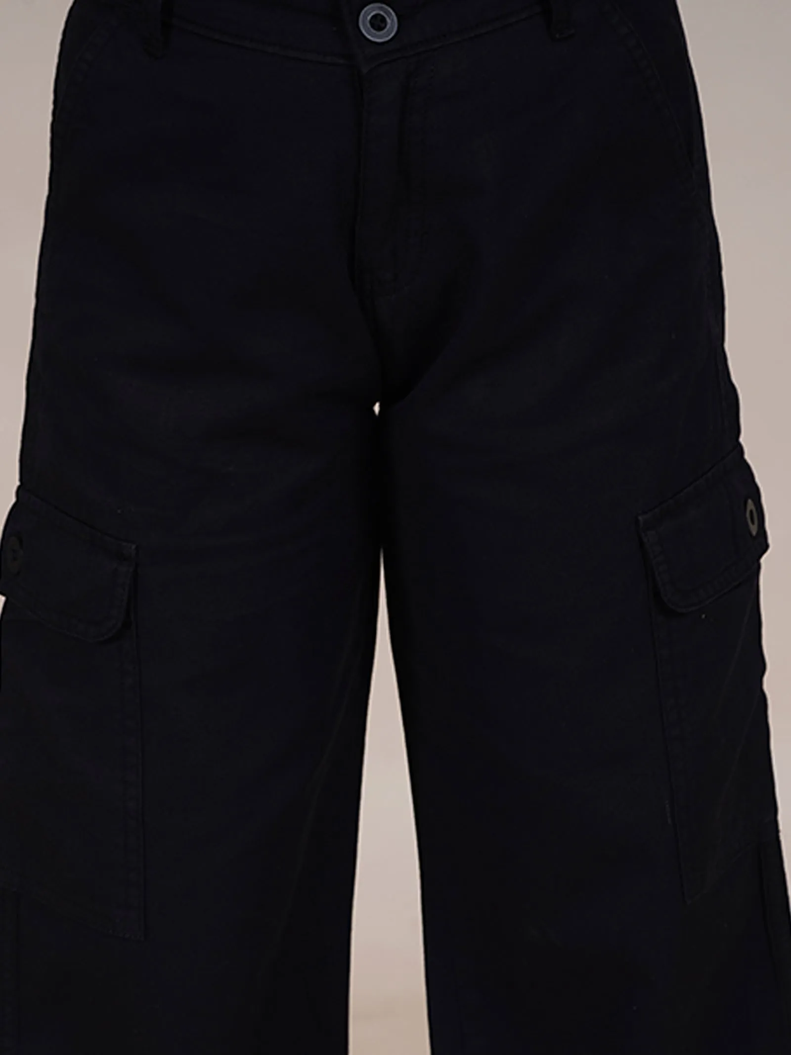 Girls Cotton Full Length Straight Fit Cargo Pant
