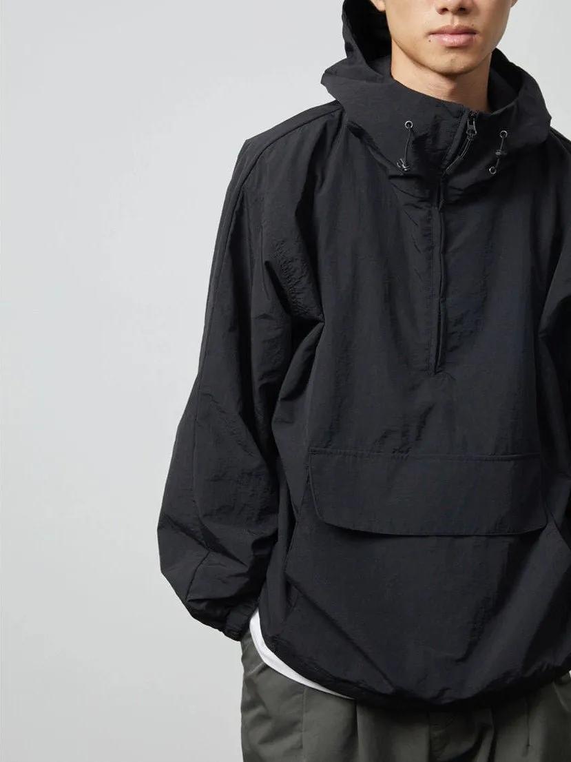 Half Zip Hooded Windbreaker Jacket with Front Pocket