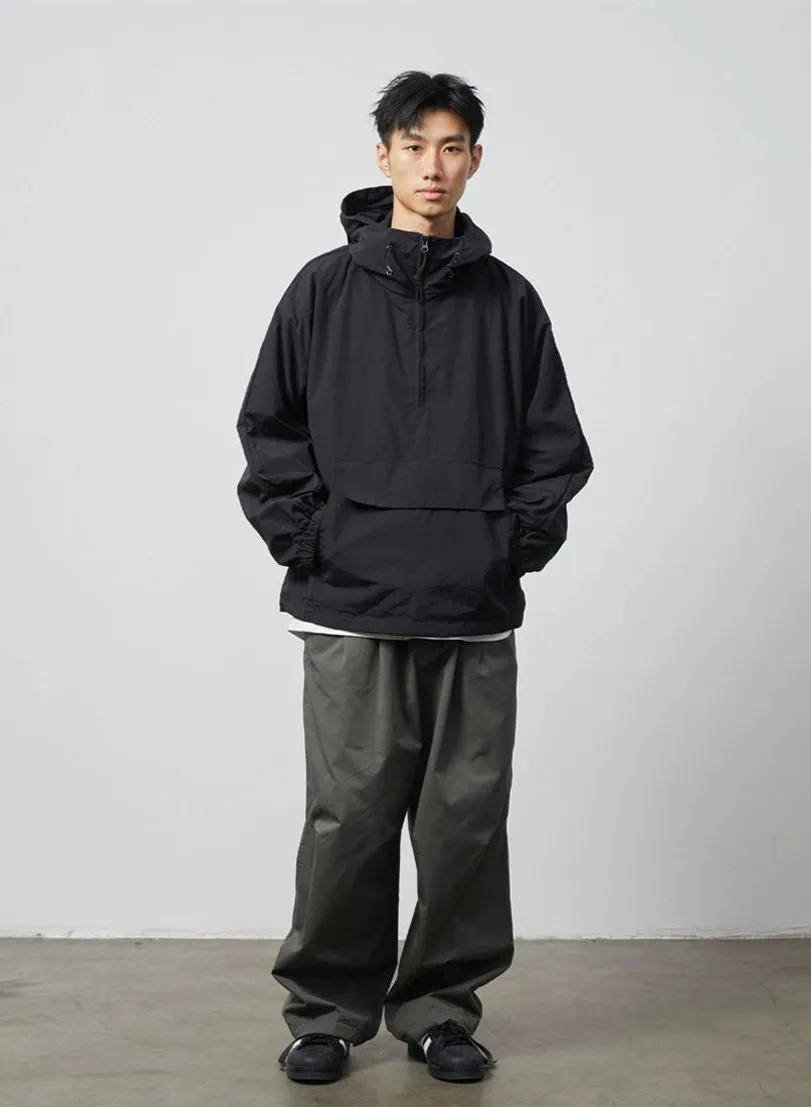 Half Zip Hooded Windbreaker Jacket with Front Pocket