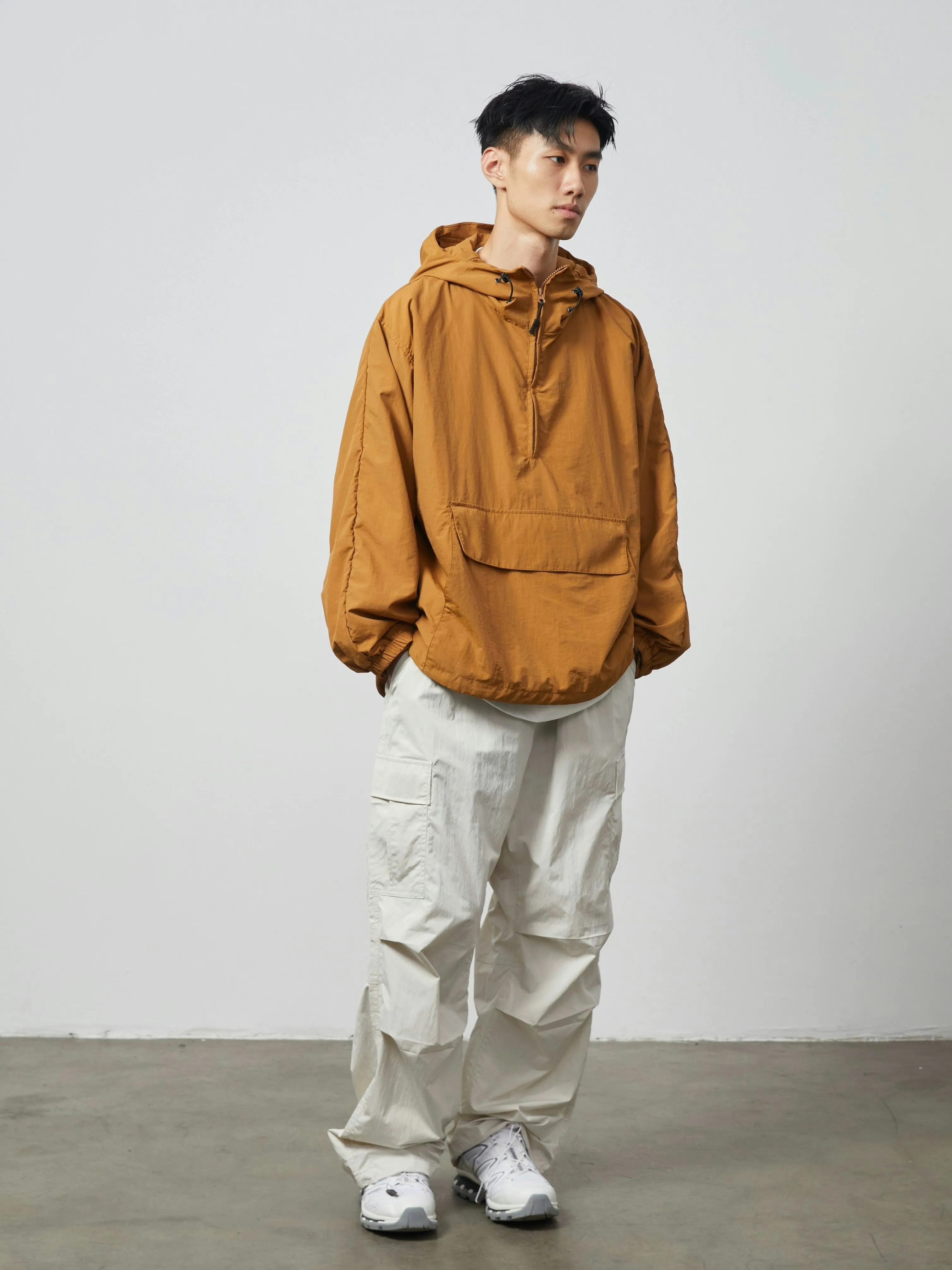 Half Zip Hooded Windbreaker Jacket with Front Pocket