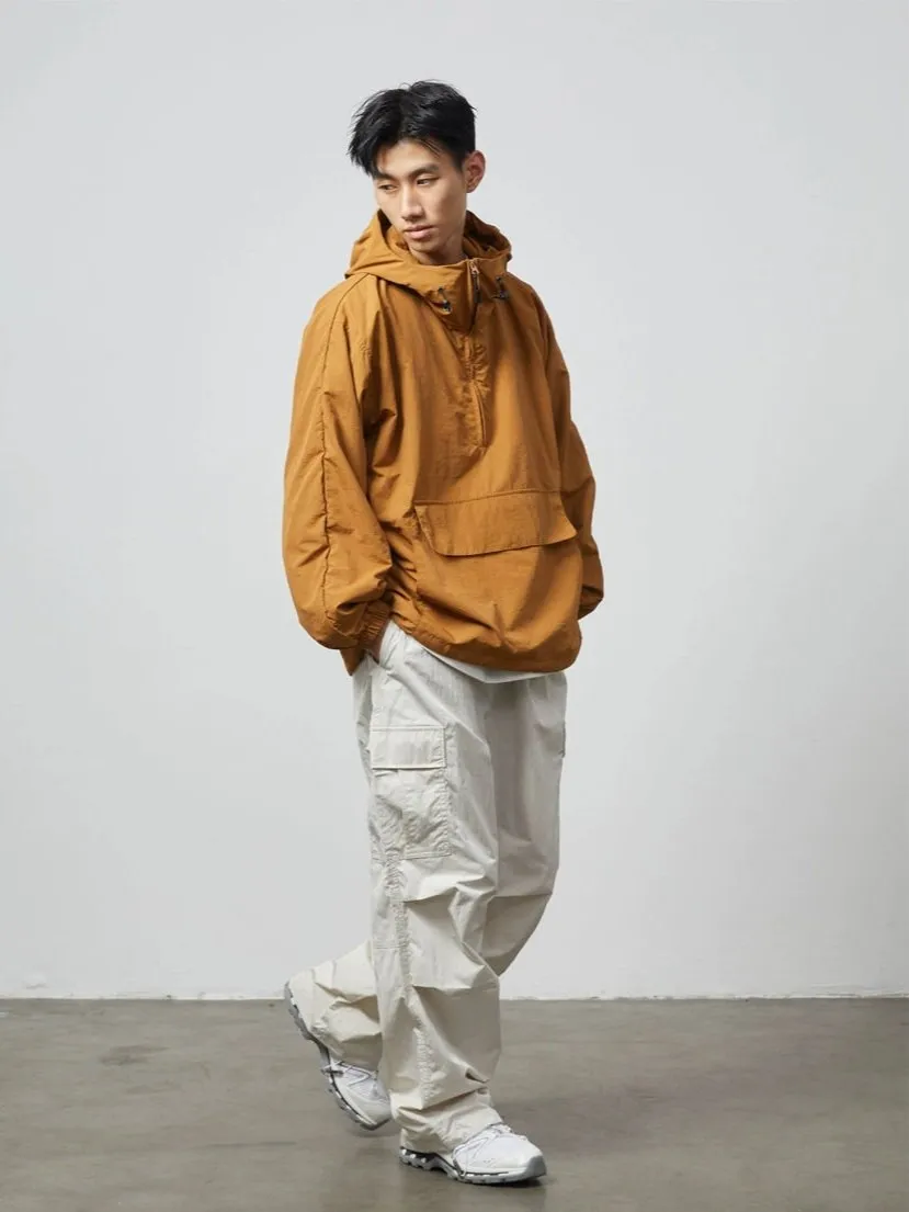 Half Zip Hooded Windbreaker Jacket with Front Pocket