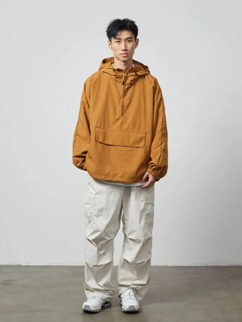 Half Zip Hooded Windbreaker Jacket with Front Pocket