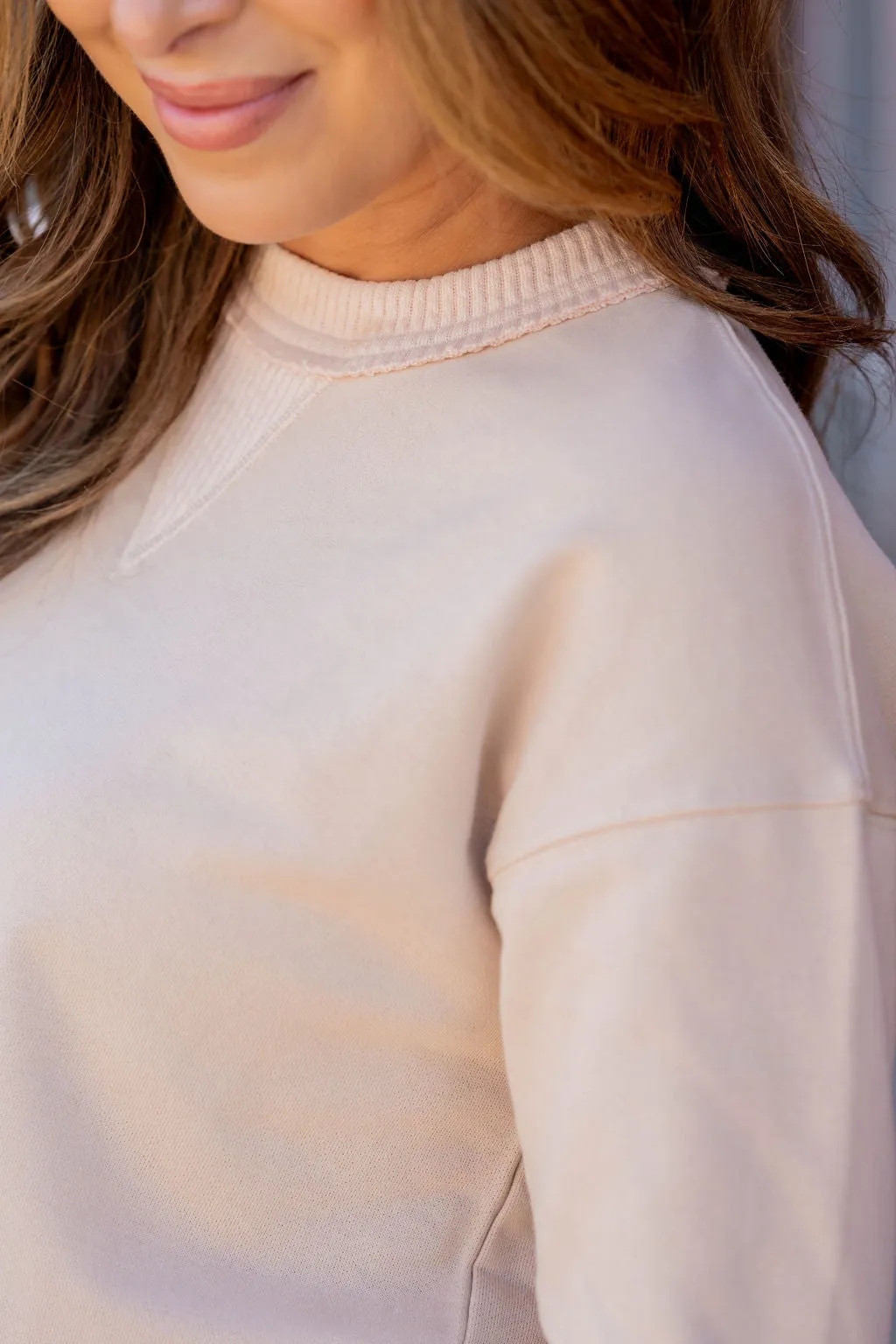 Heathered Rib Trim Sweatshirt