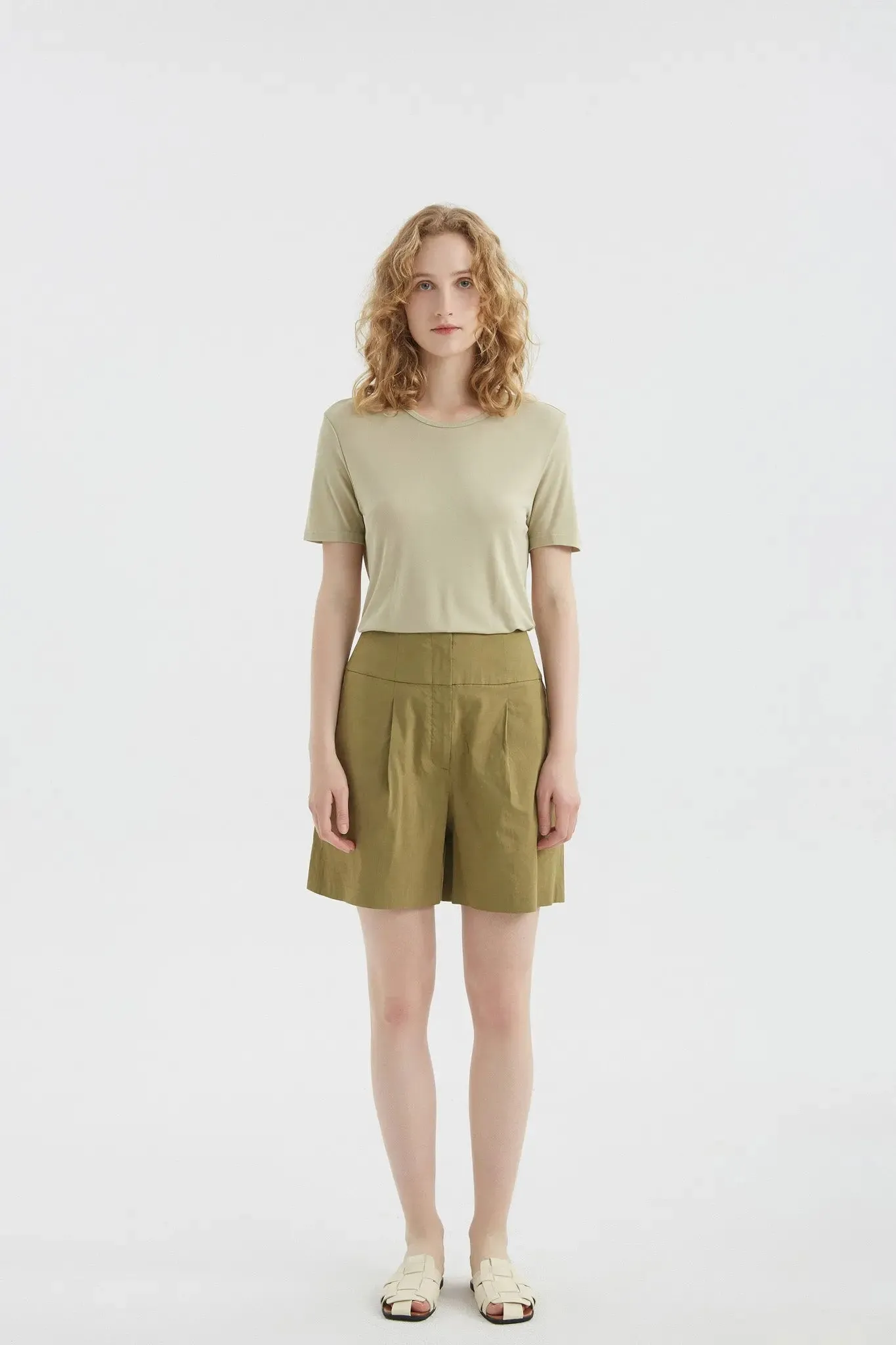 High Waisted Linen Shorts