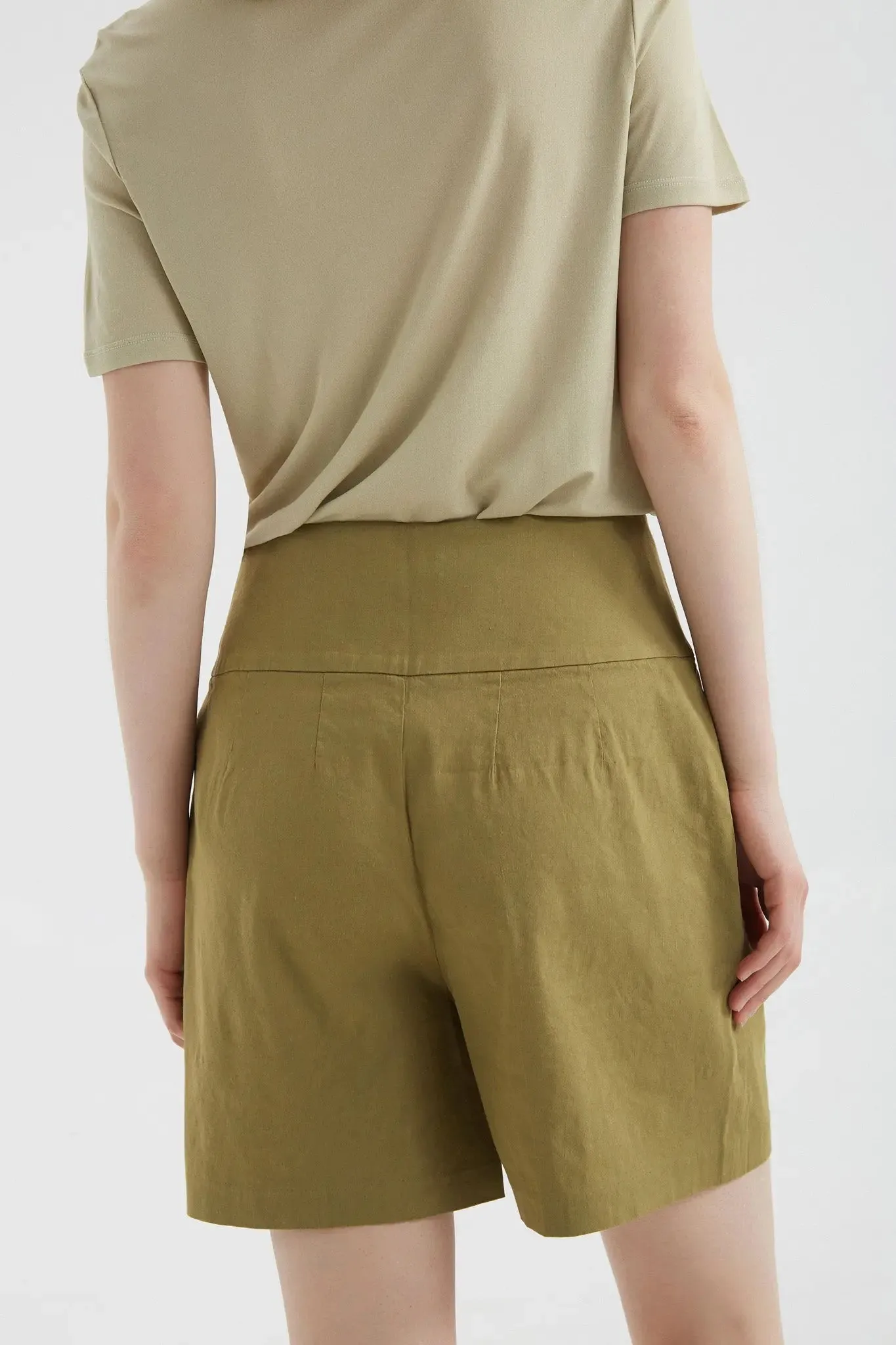 High Waisted Linen Shorts