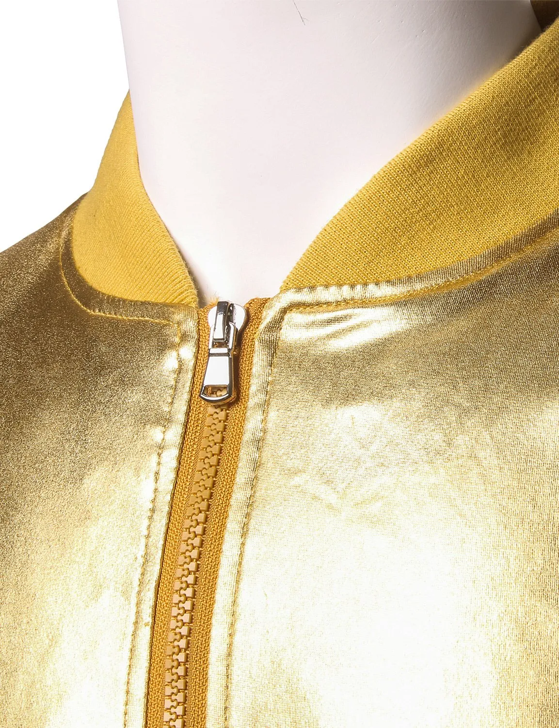 JOGAL Mens Metallic Nightclub Styles Zip Up Varsity Baseball Bomber Jacket Costume