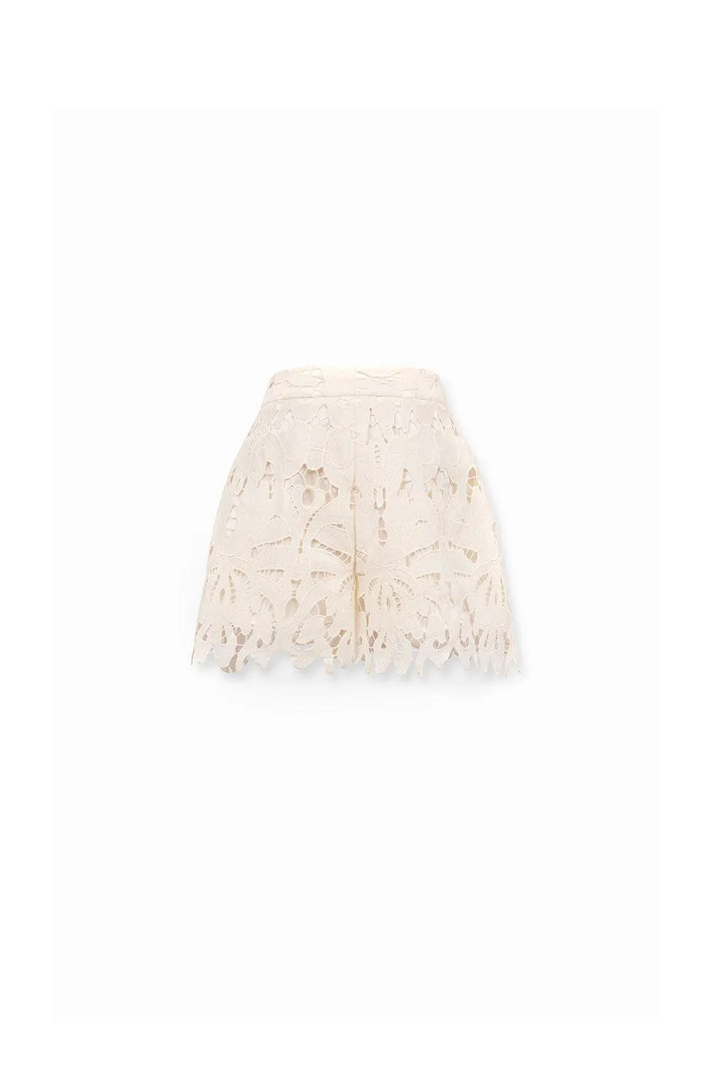 Kiera Straight High Waist Cotton Lace Mini Shorts