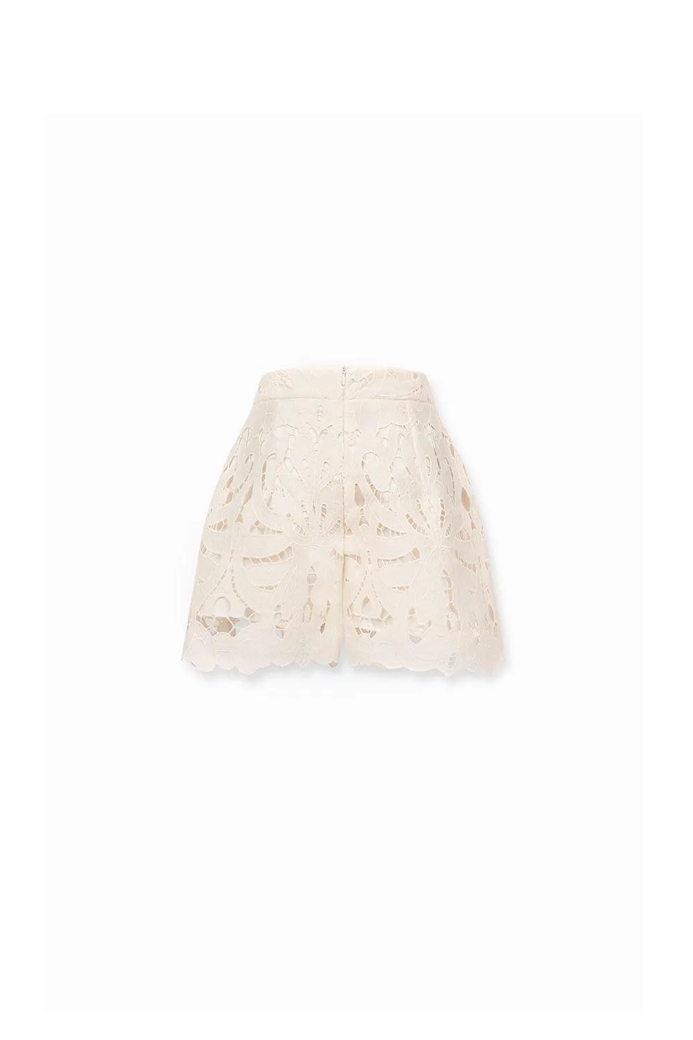 Kiera Straight High Waist Cotton Lace Mini Shorts