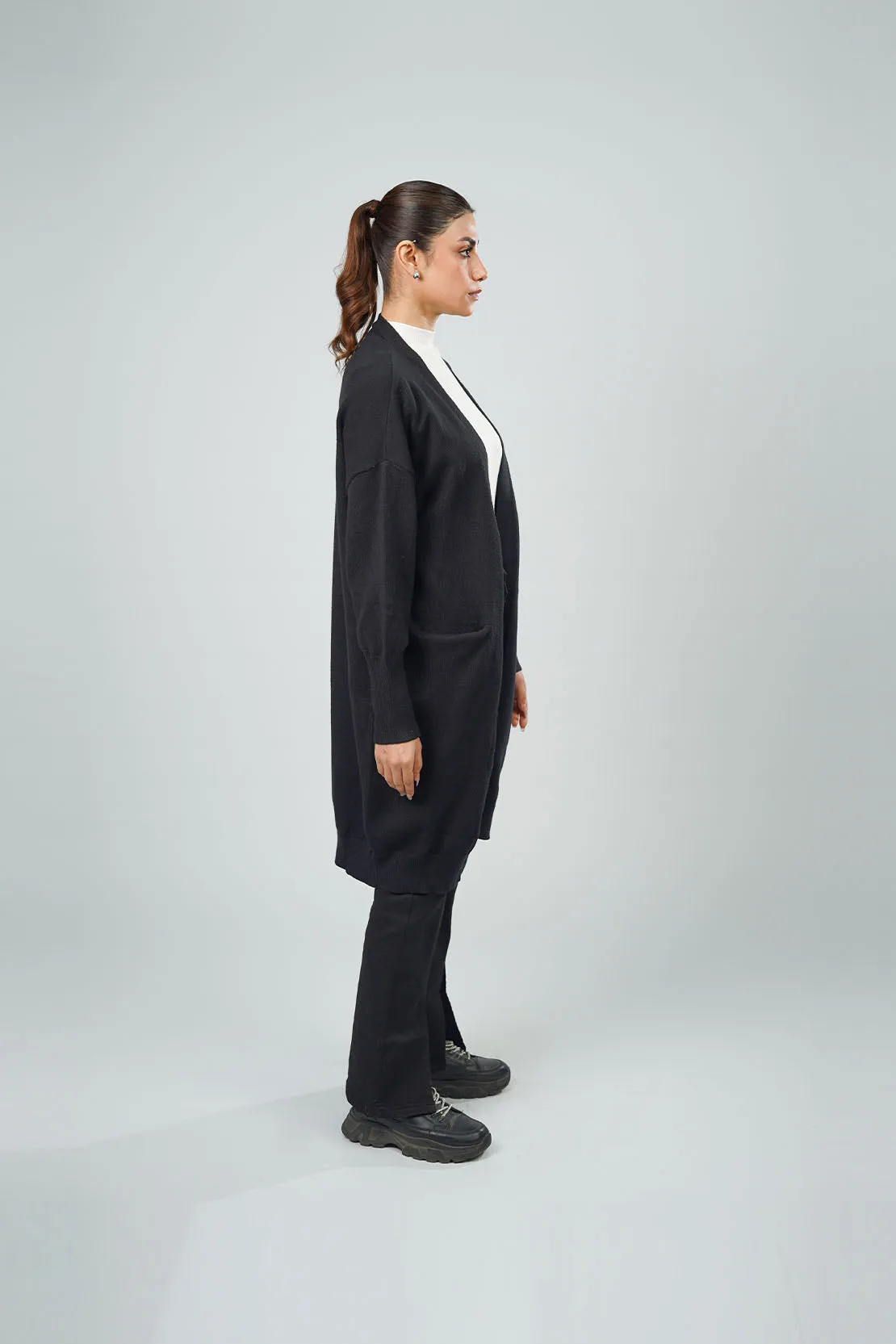 Ladies Front-Open Long  Cardigan