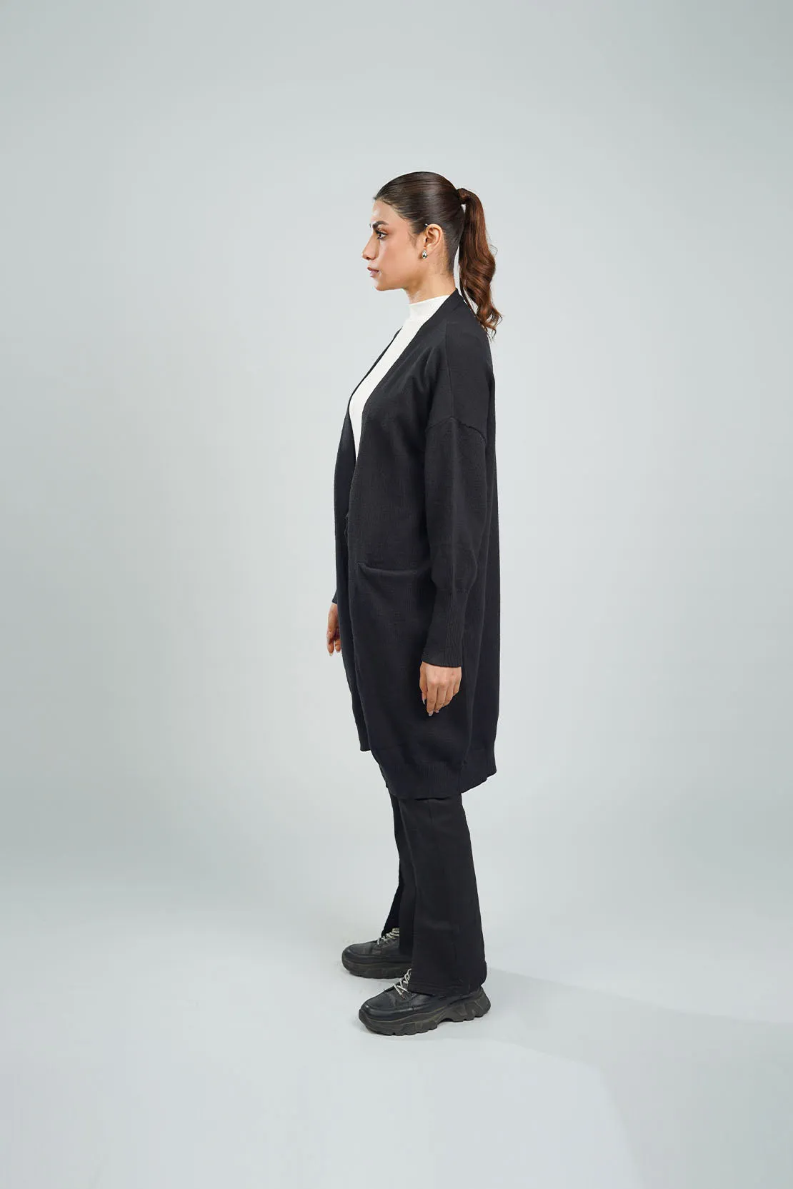 Ladies Front-Open Long  Cardigan