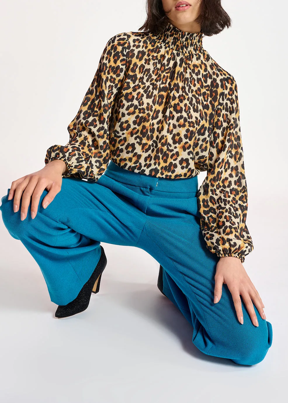 Leopard-print loose-fit top