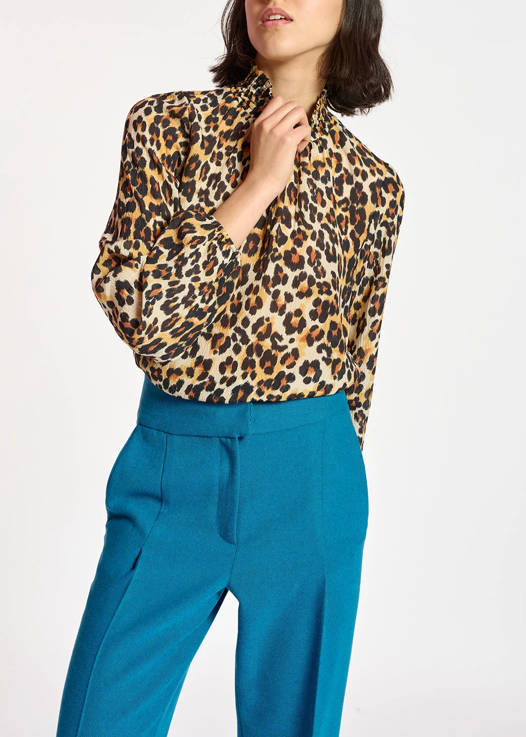Leopard-print loose-fit top