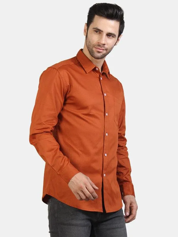 Life Roads full sleeve casual brown cotton shirt for Men and boy