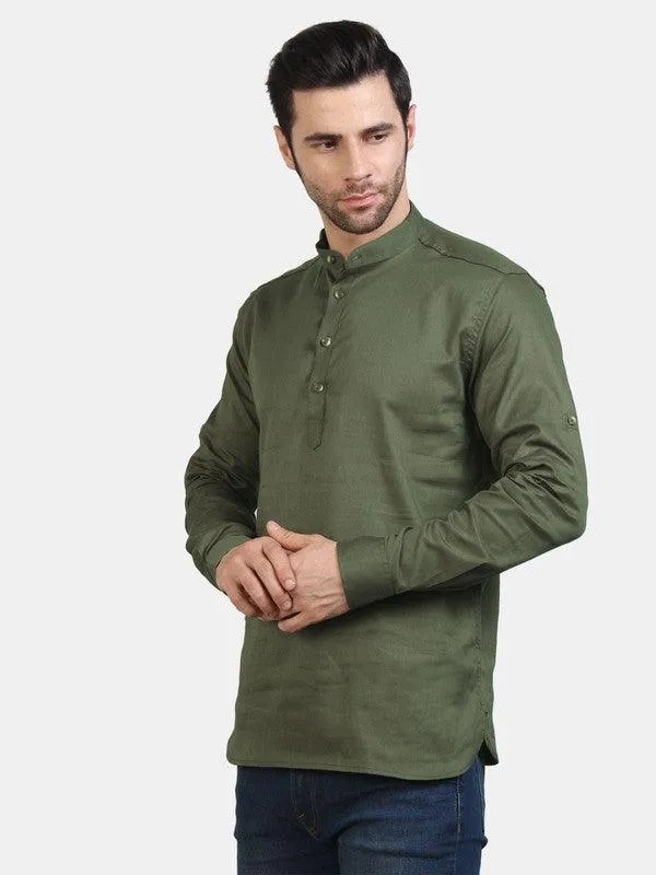 Life Roads full sleeve casual olive cotton shirt for Men and boys
