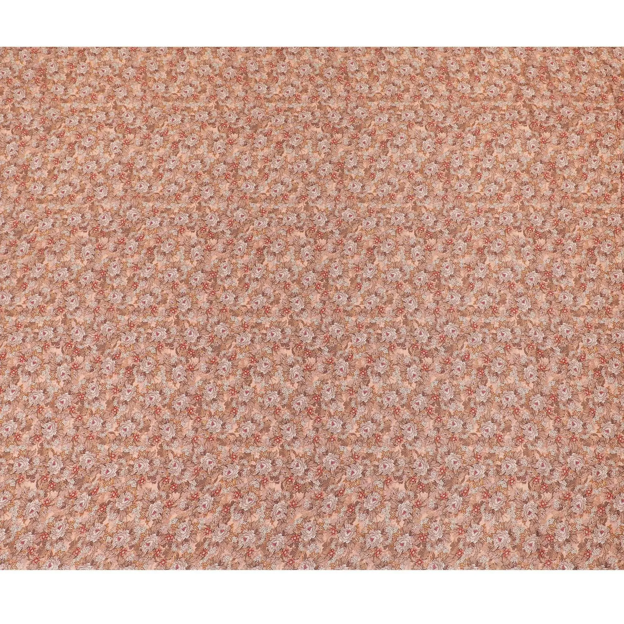 Light peach viscose crepe fabric with multicolor print in floral design-D15649