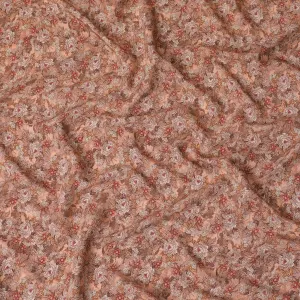 Light peach viscose crepe fabric with multicolor print in floral design-D15649