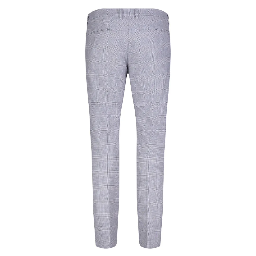 Mac Lennox Slim Fit Check Chinos - Light Grey