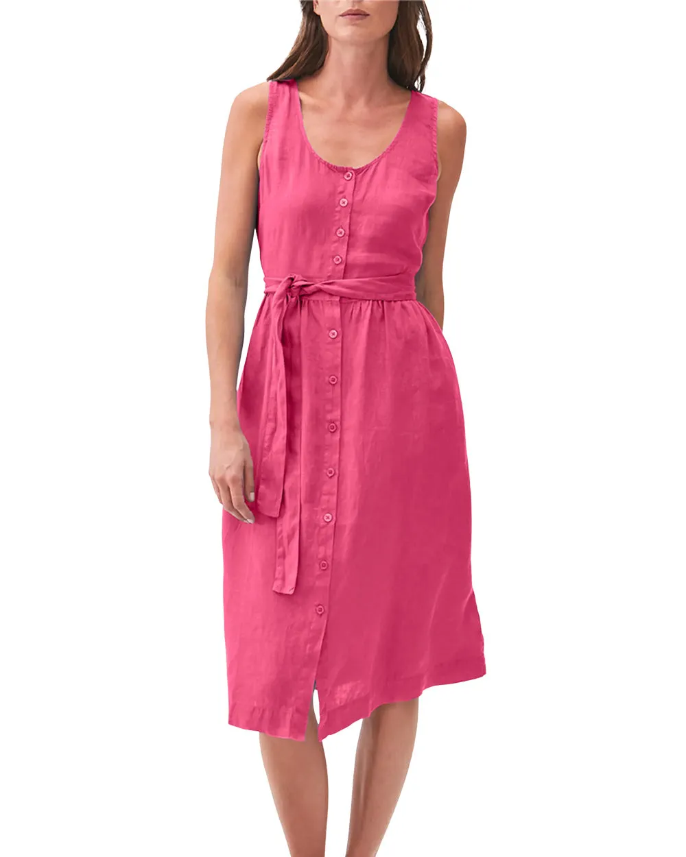 Magenta Lulu Button Down Sleeveless Dress