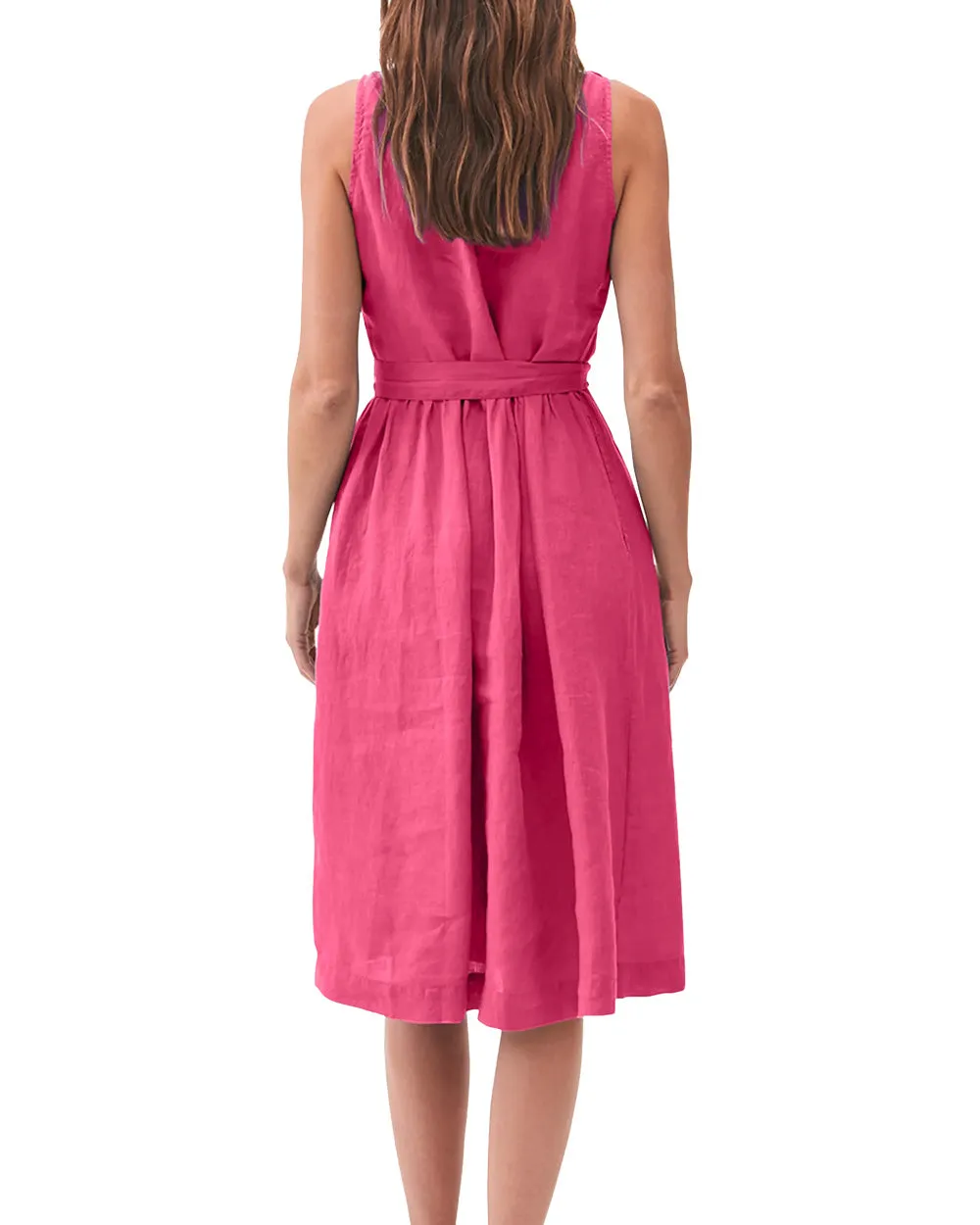Magenta Lulu Button Down Sleeveless Dress