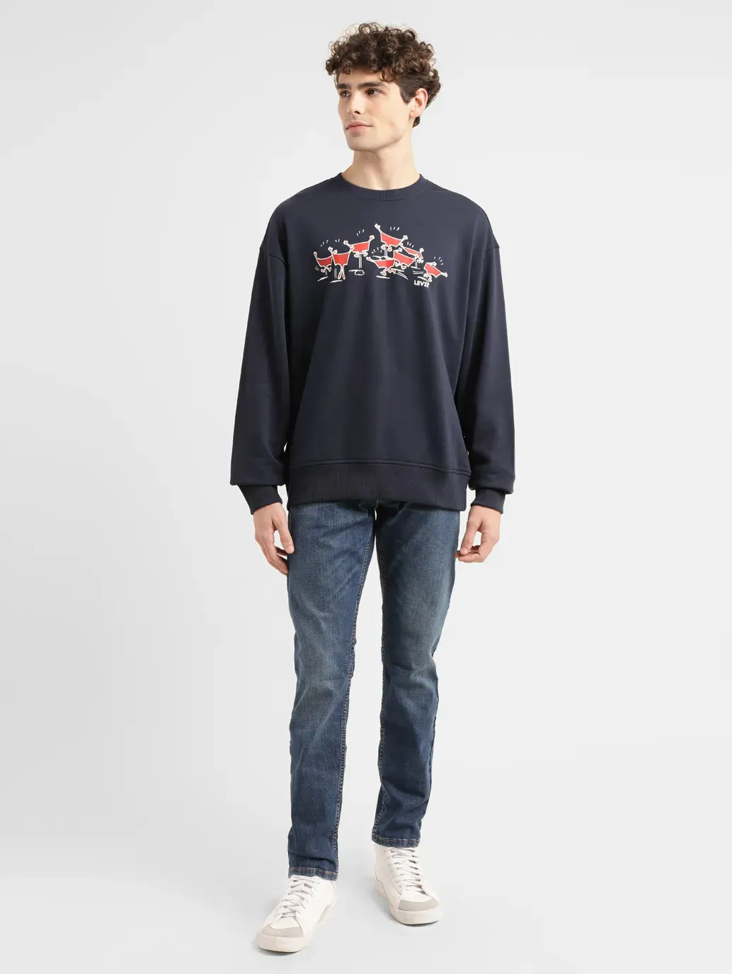Men's Graphic Navy Crew Neck Sweatshirt