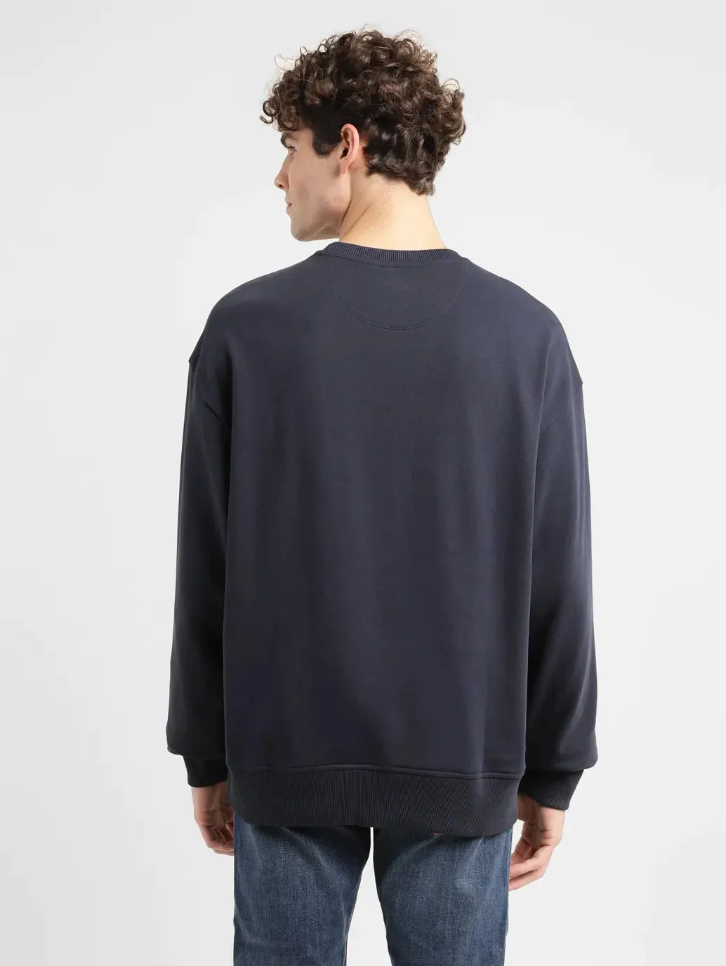 Men's Graphic Navy Crew Neck Sweatshirt